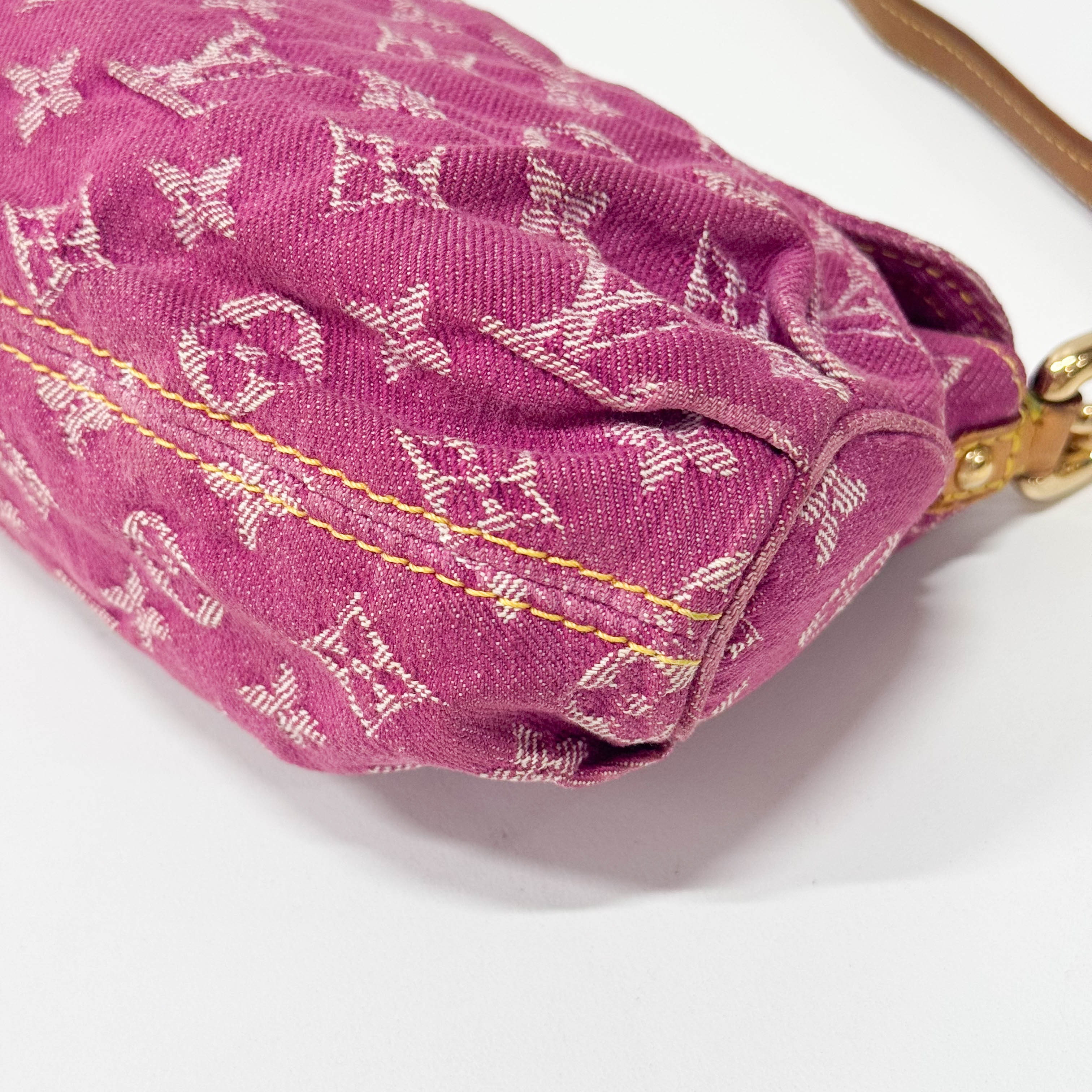 Mini Pleaty Monogram Pink Denim Shoulder Bag