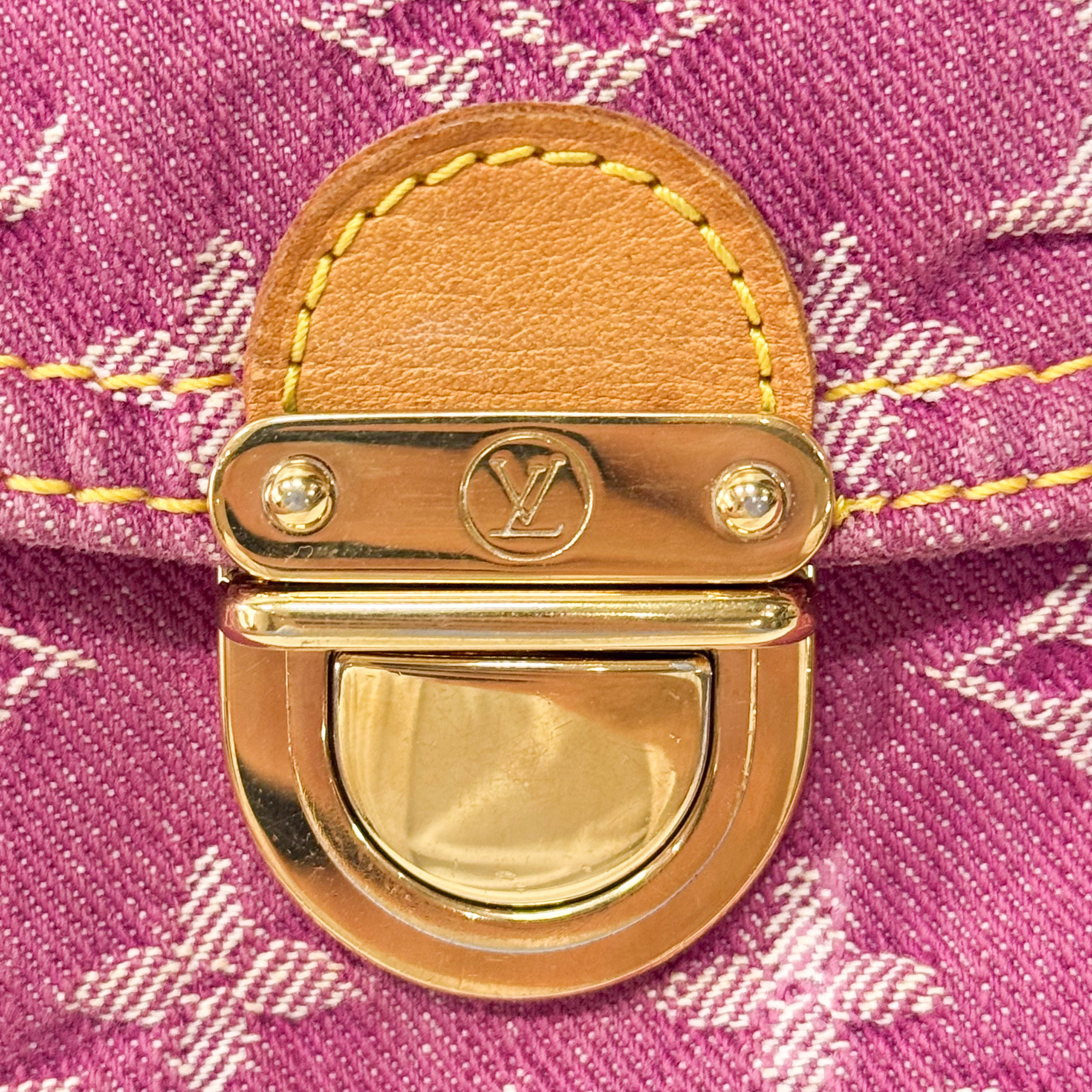 Mini Pleaty Monogram Pink Denim Shoulder Bag