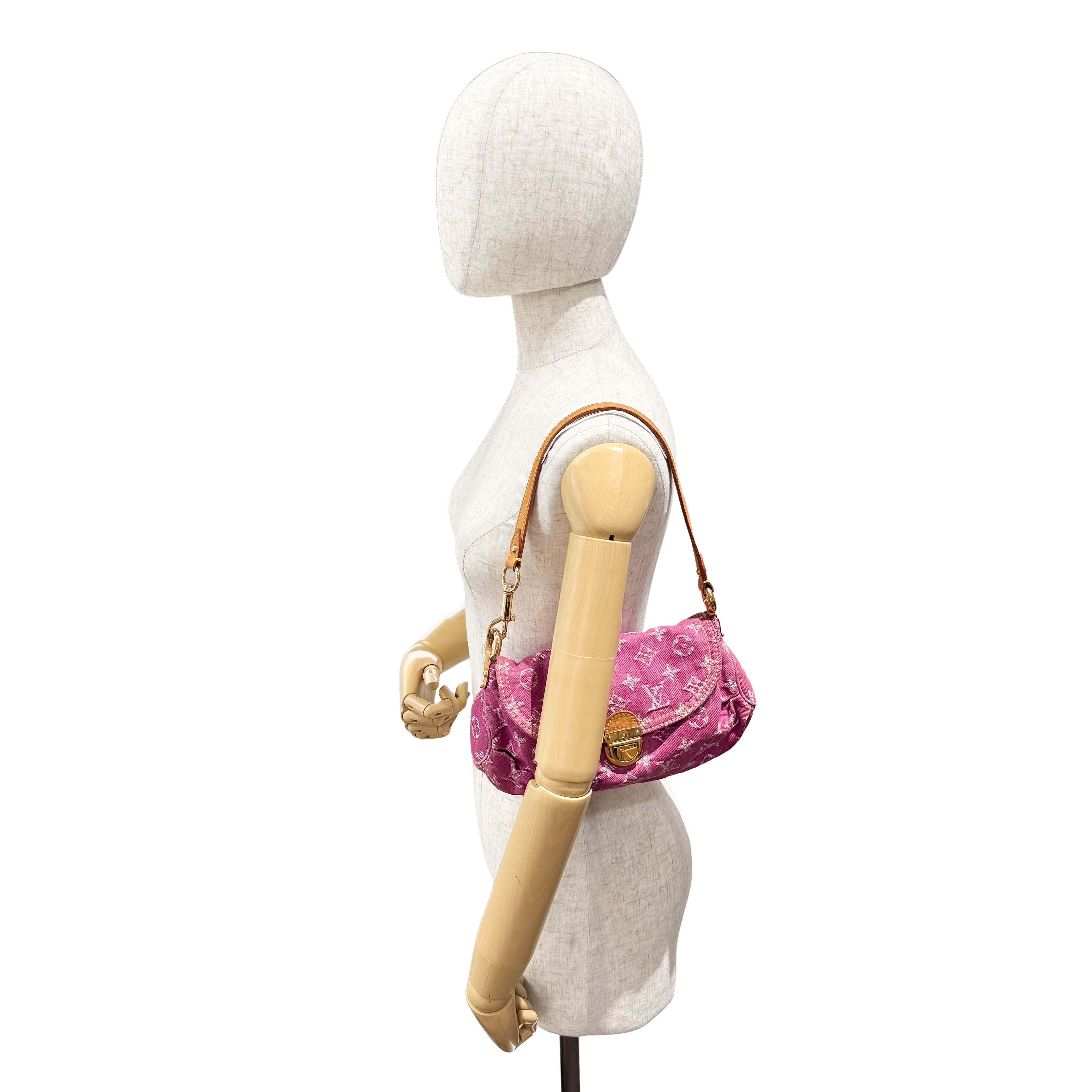 Mini Pleaty Monogram Pink Denim Shoulder Bag