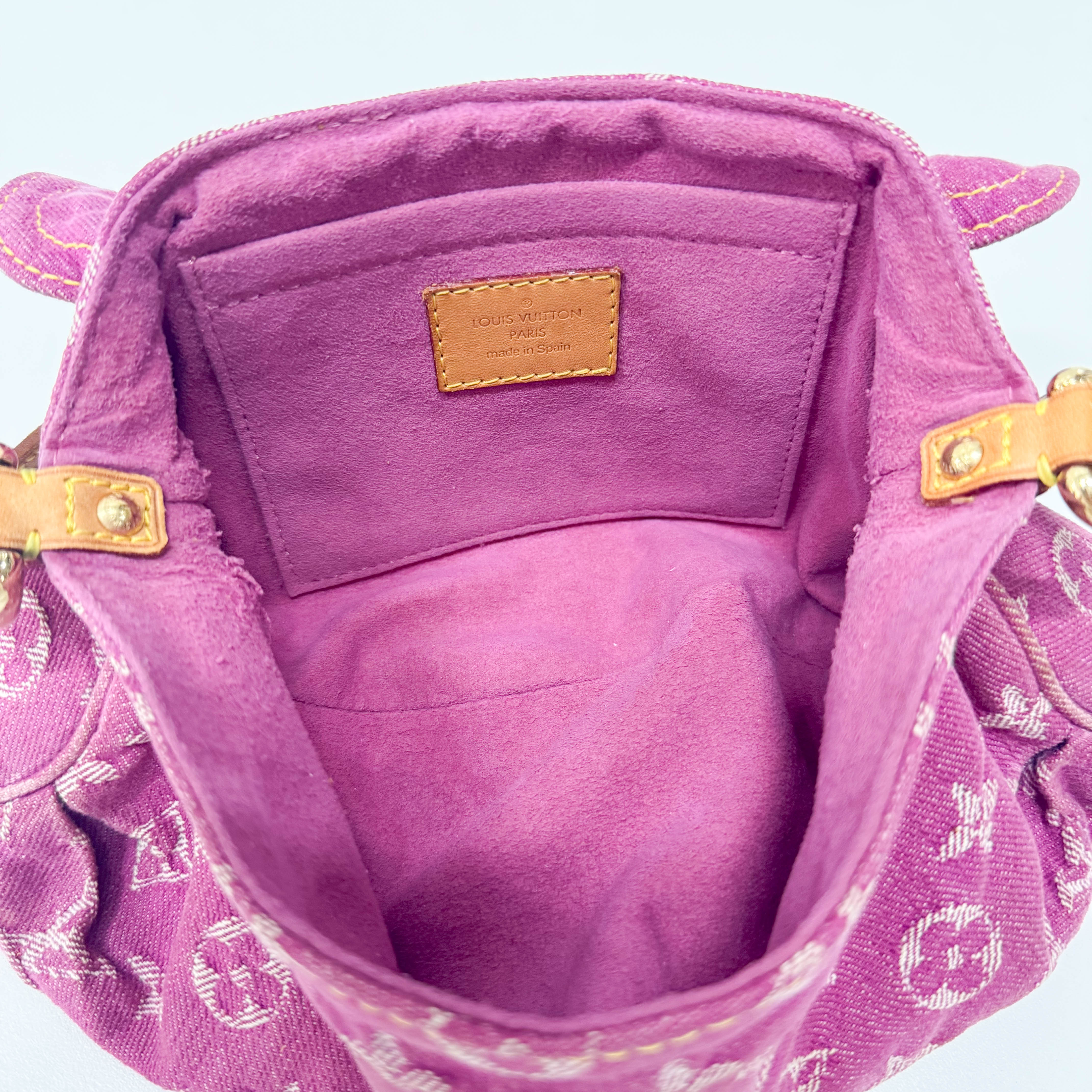 Mini Pleaty Monogram Pink Denim Shoulder Bag