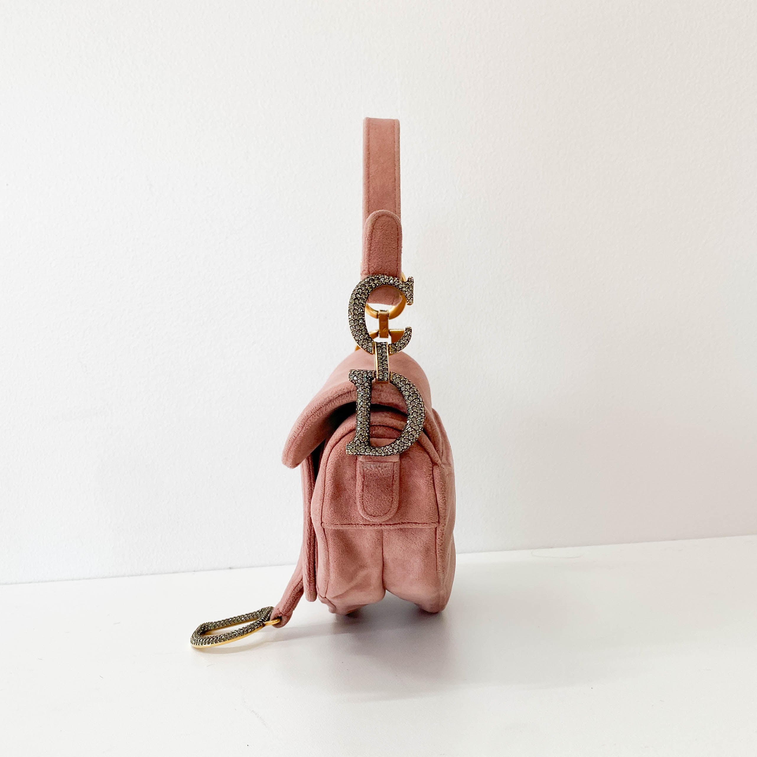 Saddle Mini Pink Suede Bag