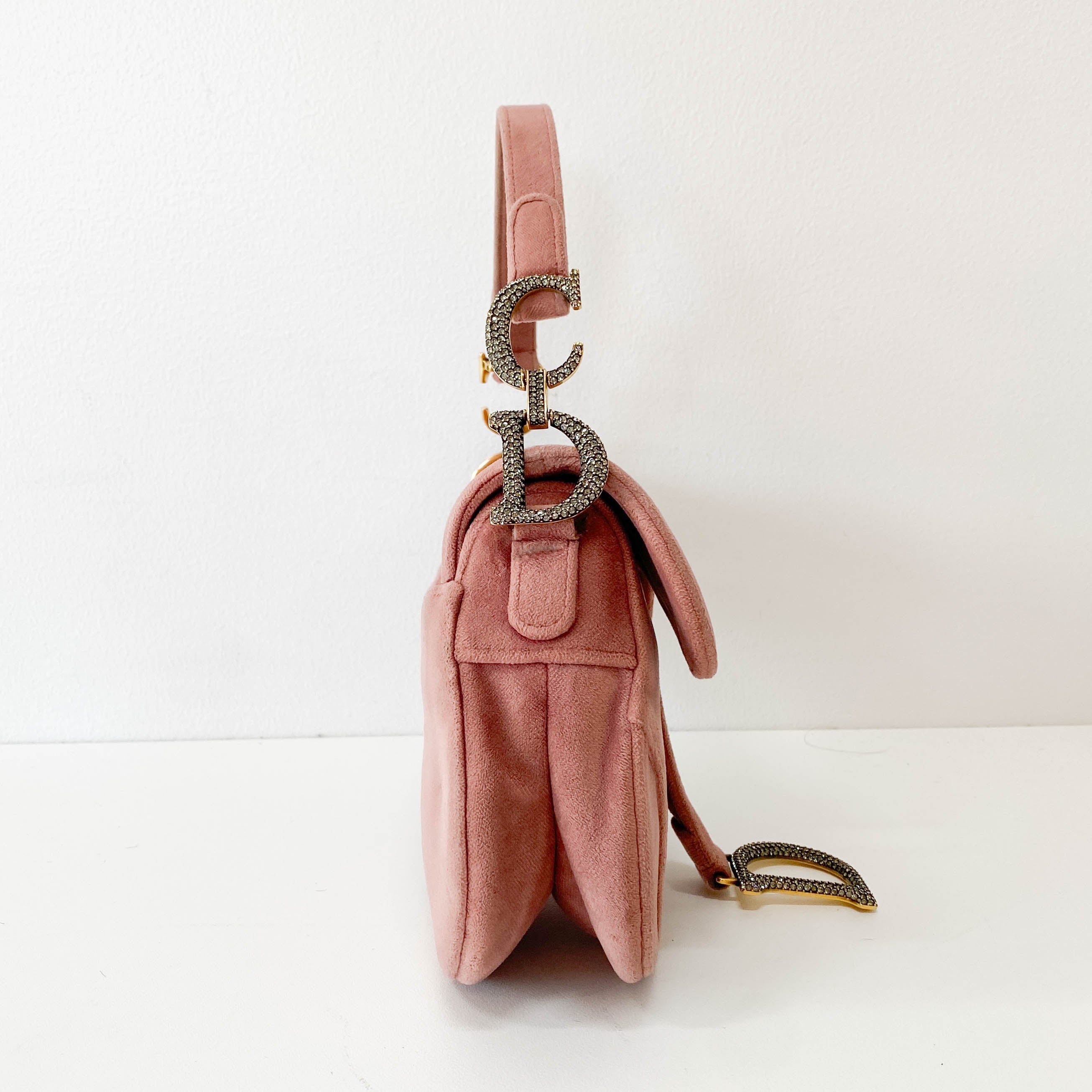 Saddle Mini Pink Suede Bag