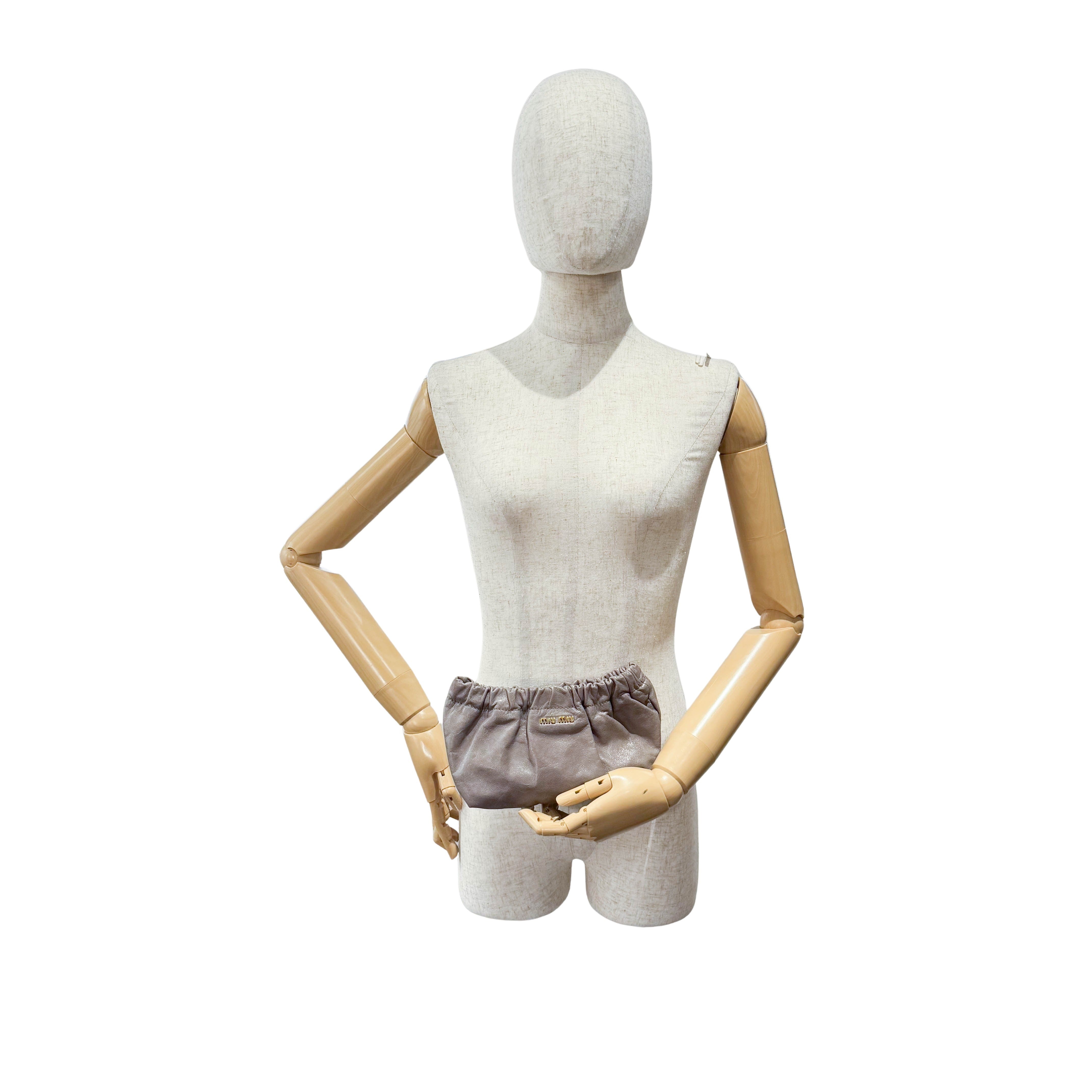 Grey Leather Clutch Bag