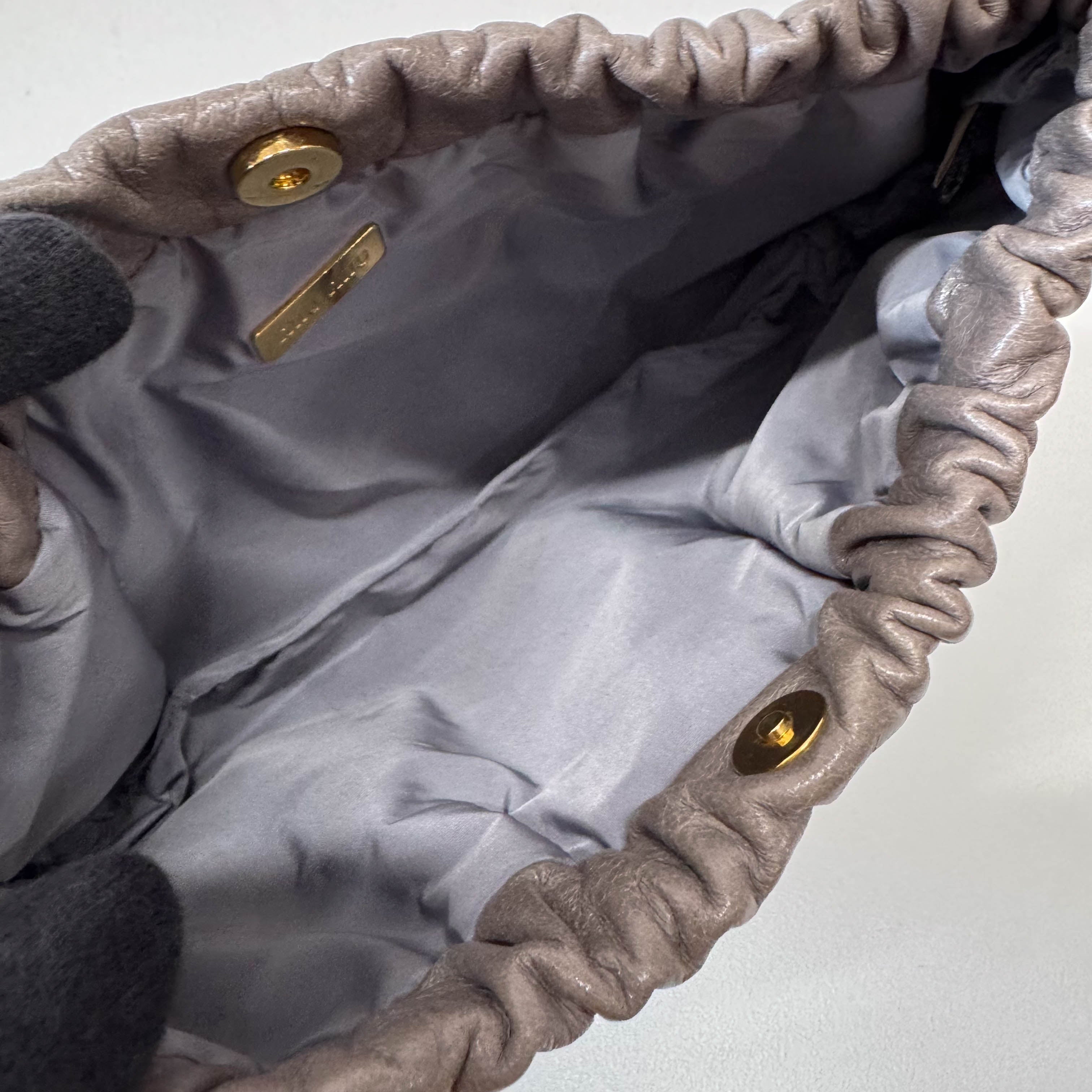 Grey Leather Clutch Bag