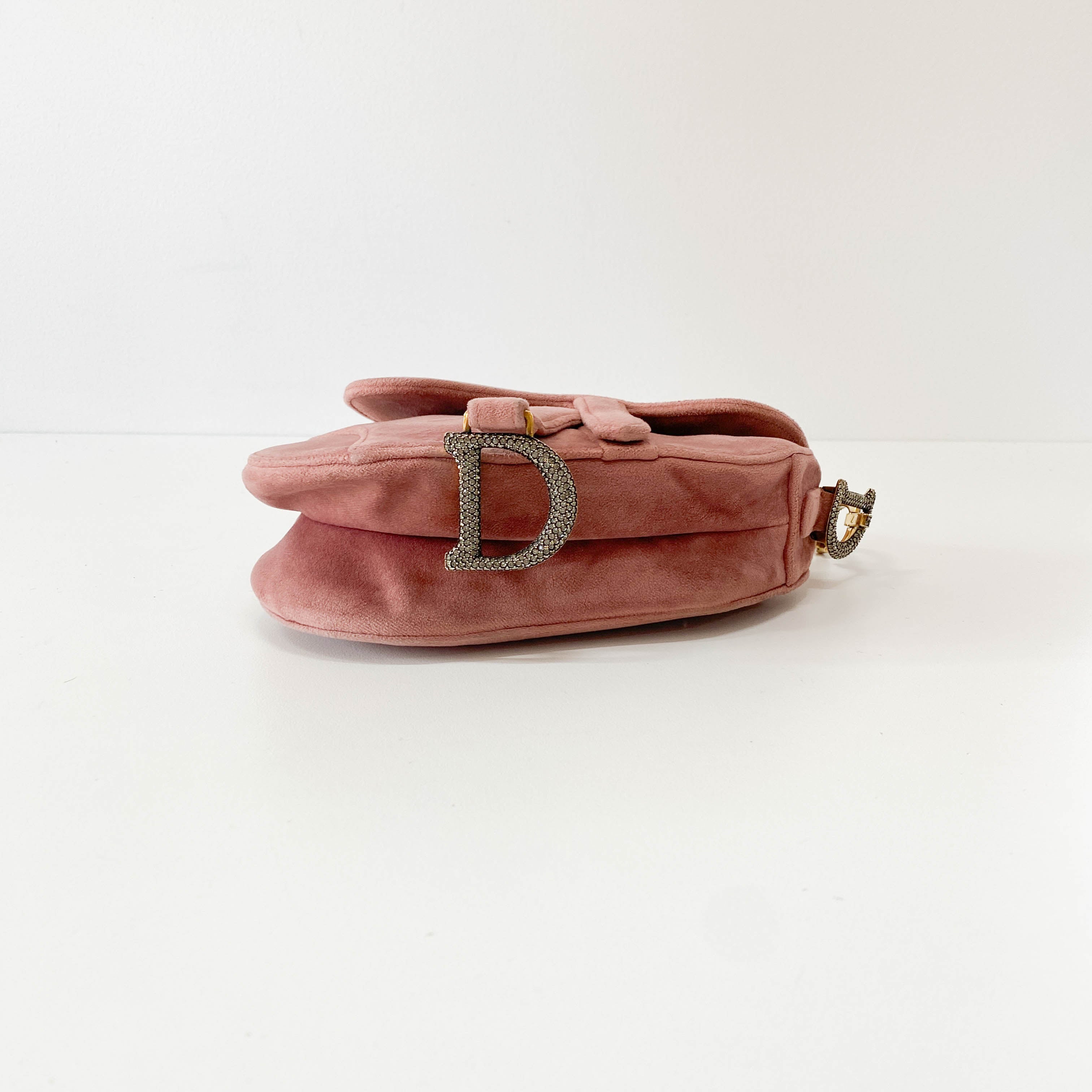 Saddle Mini Pink Suede Bag