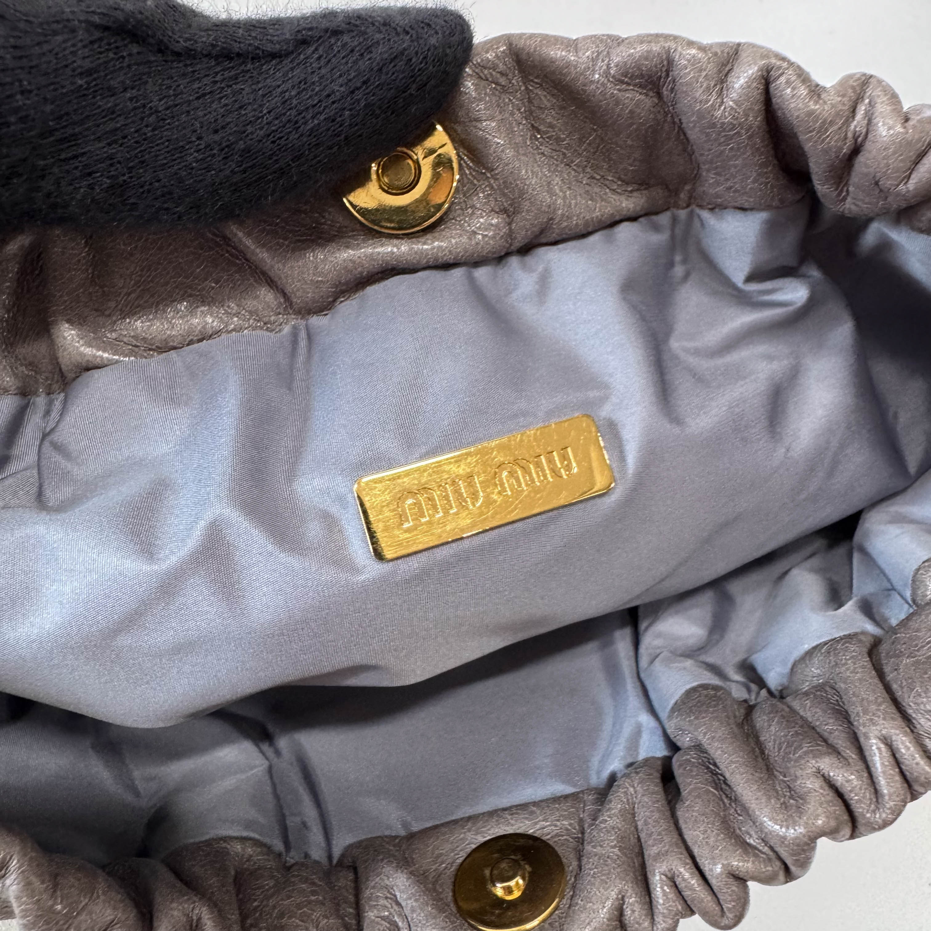 Grey Leather Clutch Bag