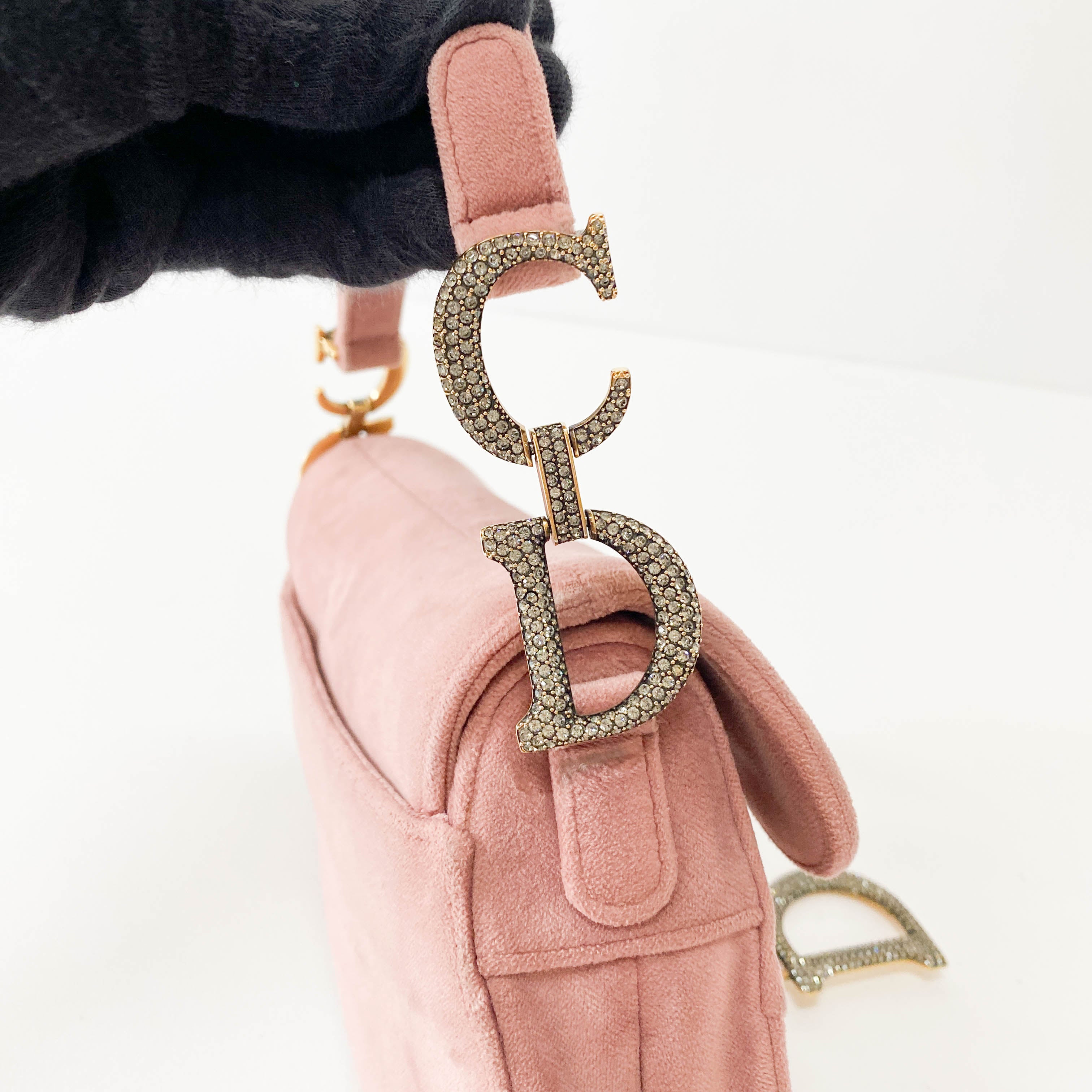 Saddle Mini Pink Suede Bag