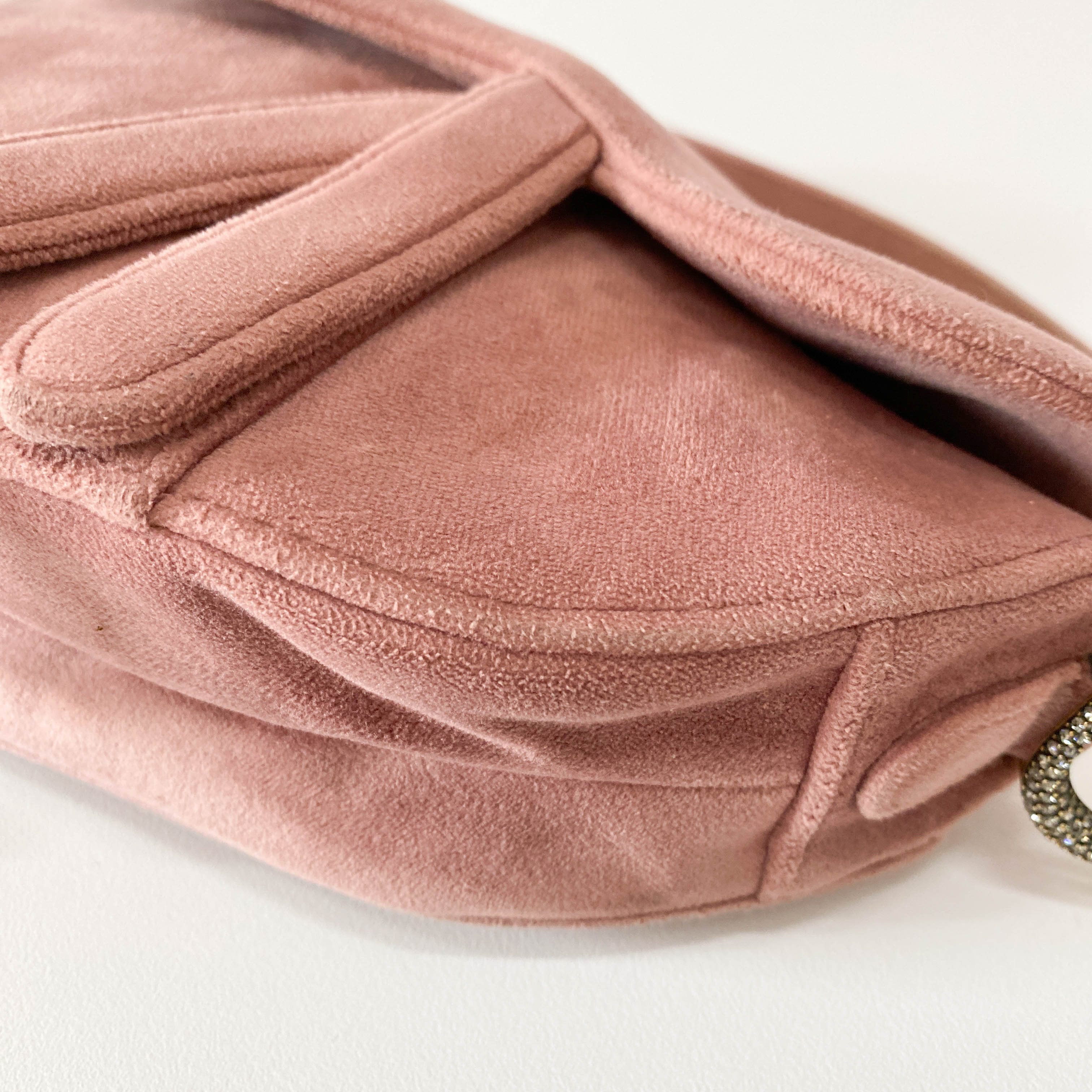 Saddle Mini Pink Suede Bag