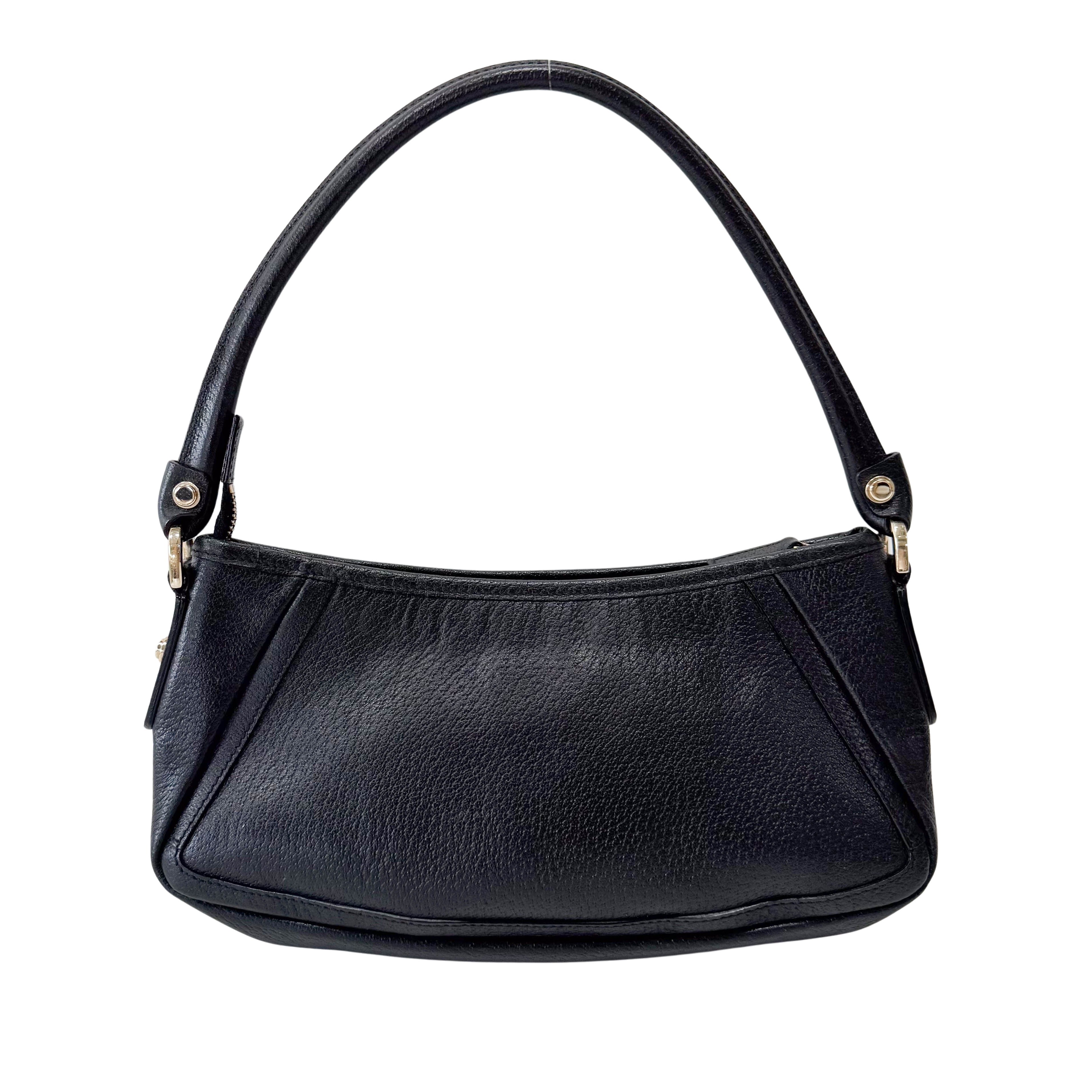 Pochette Black Leather Shoulder Bag
