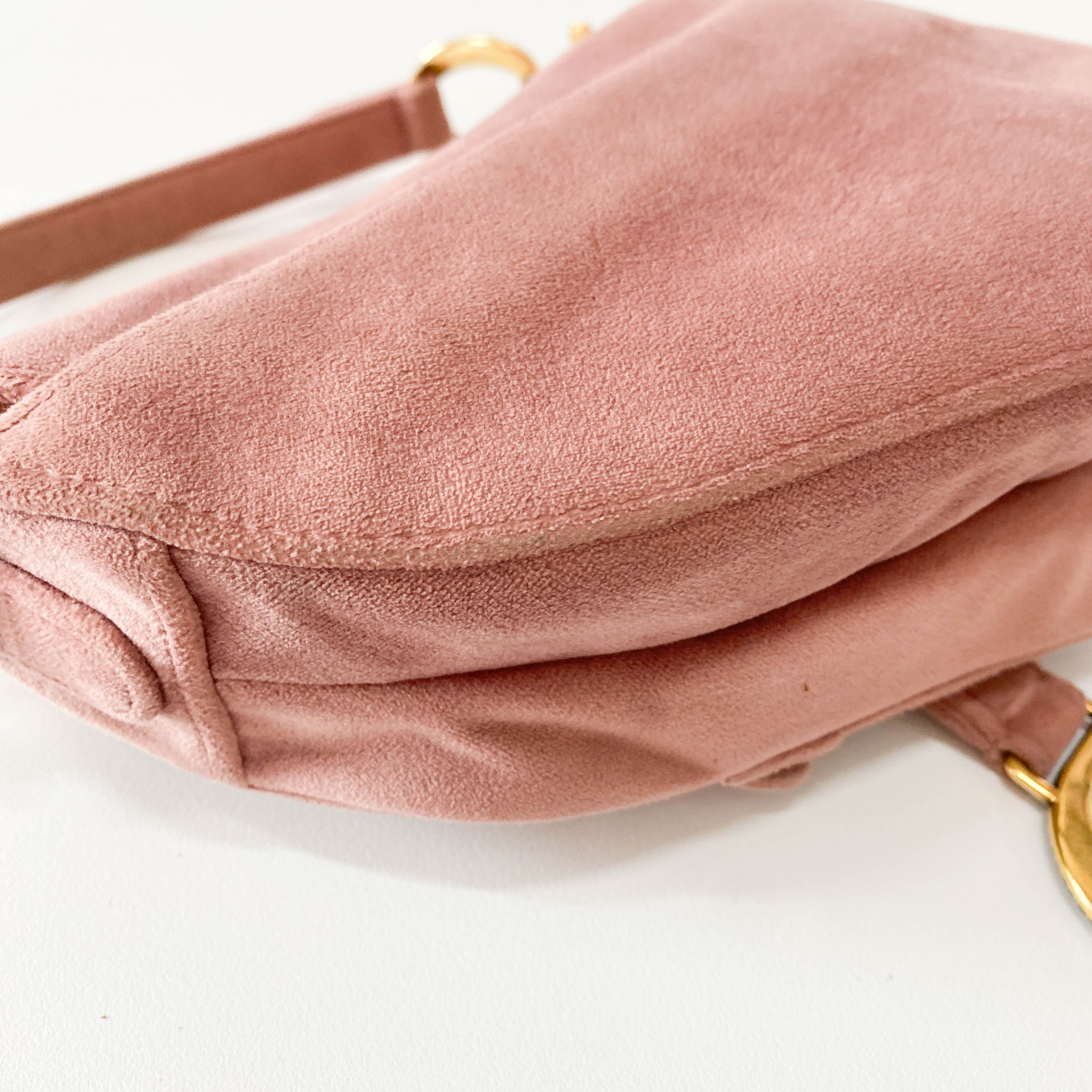 Saddle Mini Pink Suede Bag