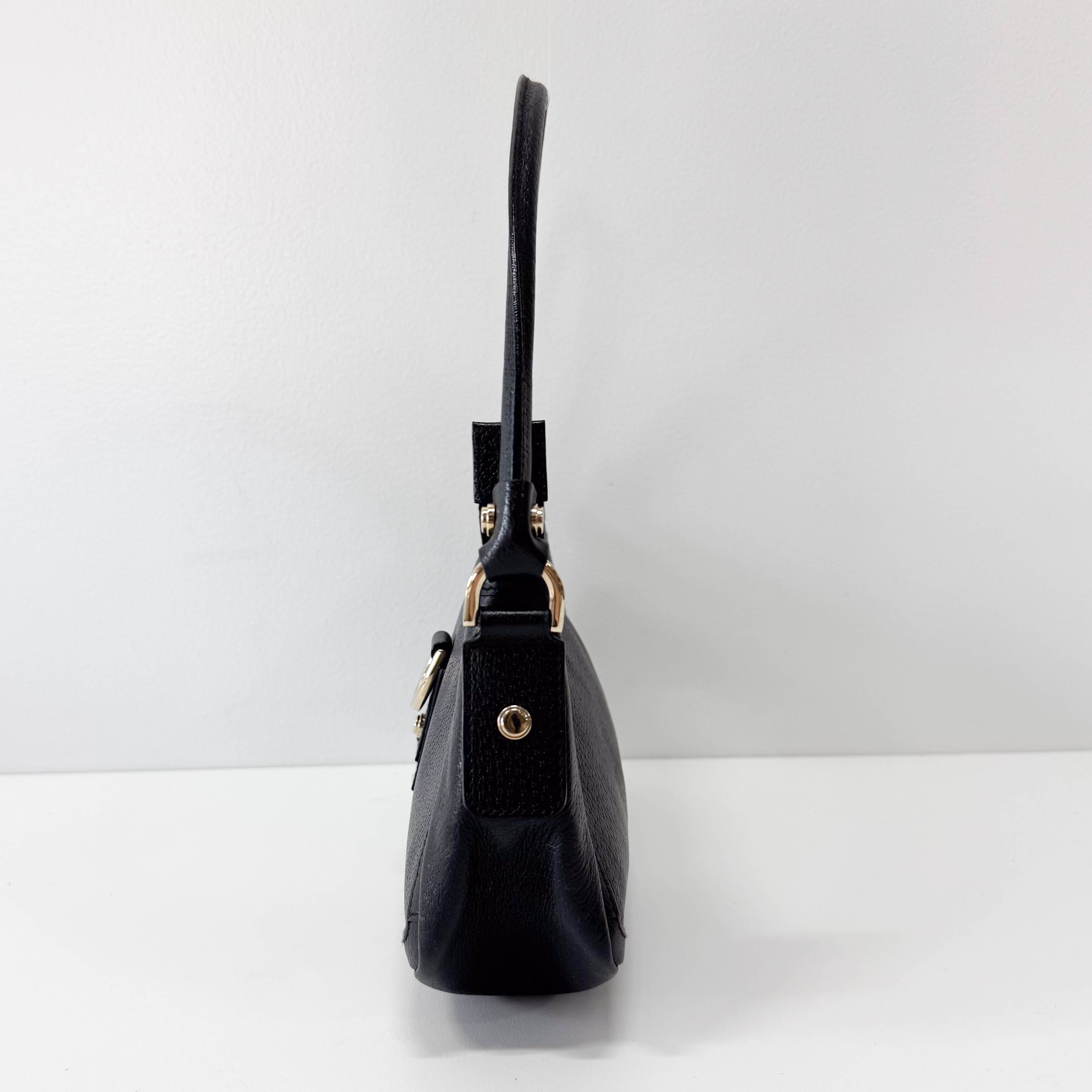 Pochette Black Leather Shoulder Bag