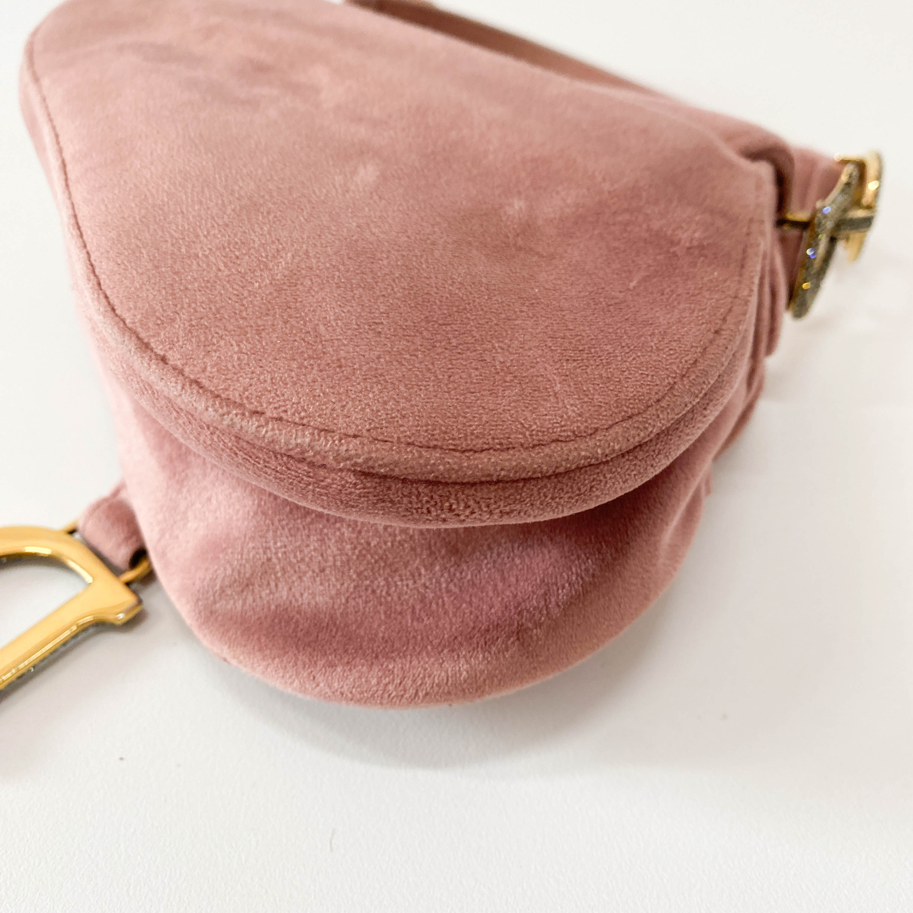 Saddle Mini Pink Suede Bag