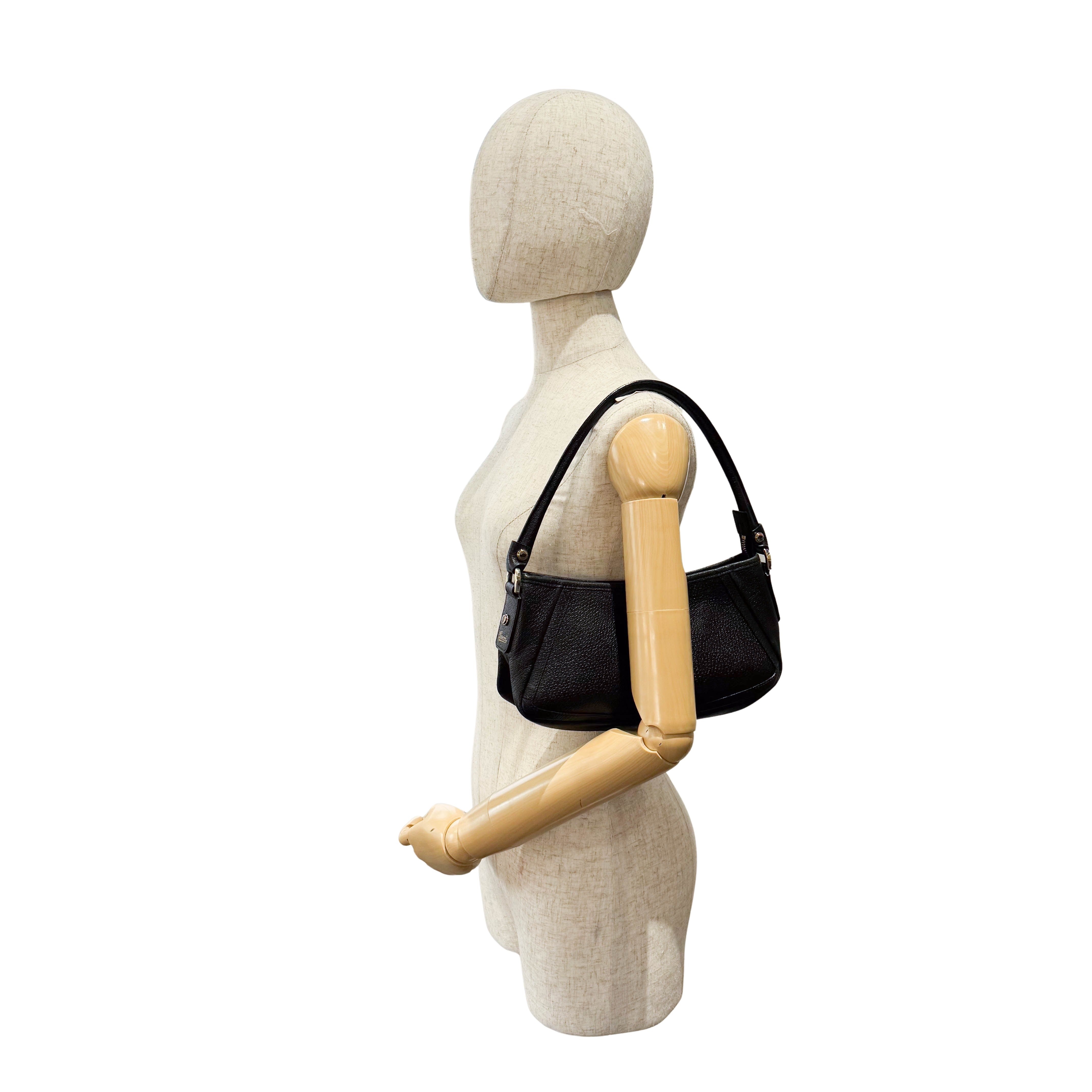 Pochette Black Leather Shoulder Bag