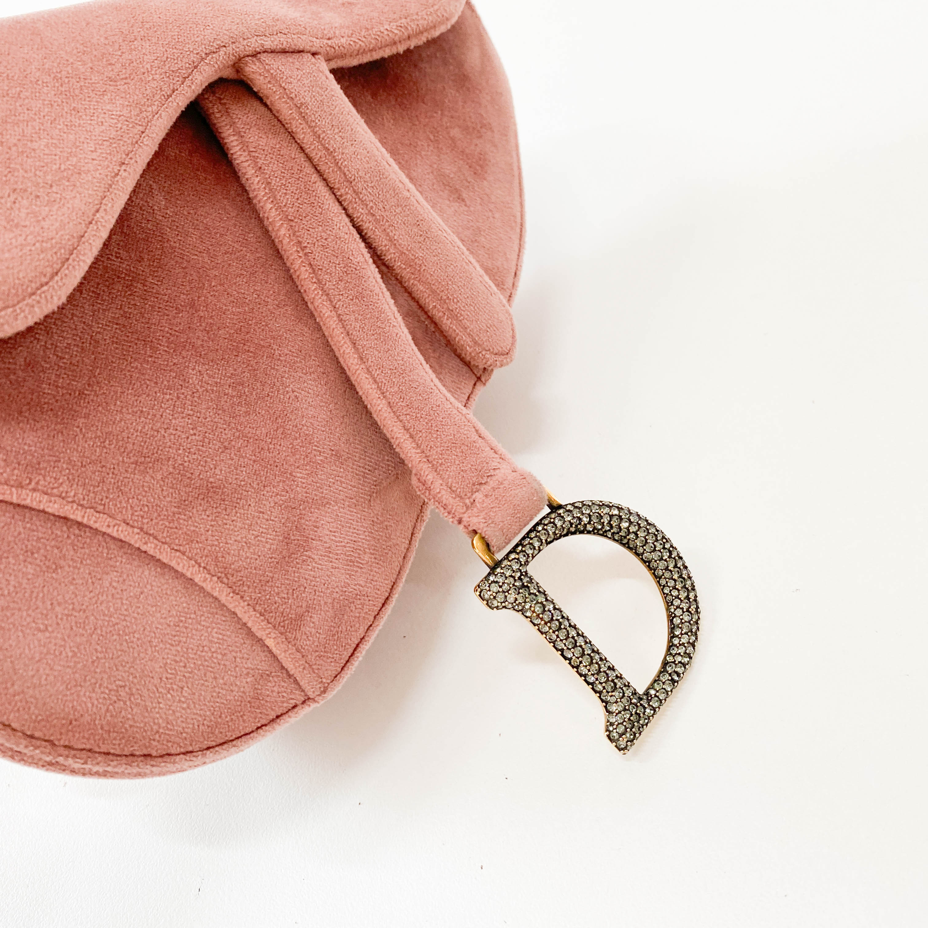 Saddle Mini Pink Suede Bag