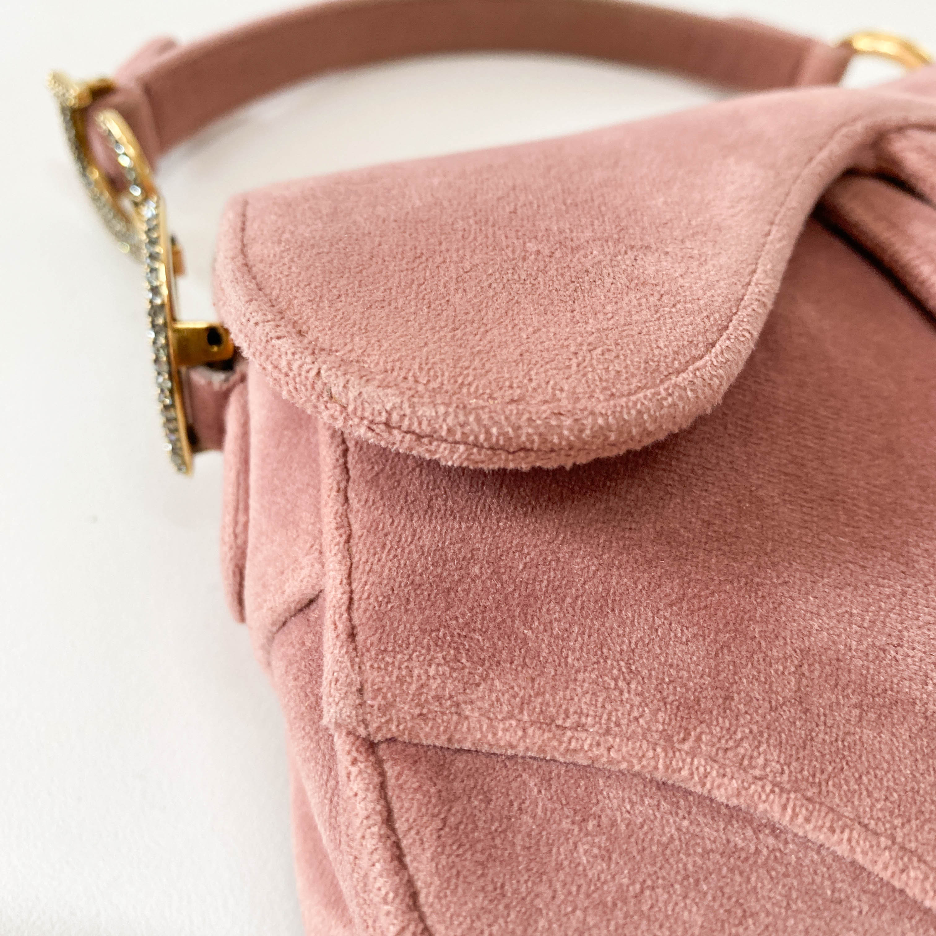Saddle Mini Pink Suede Bag