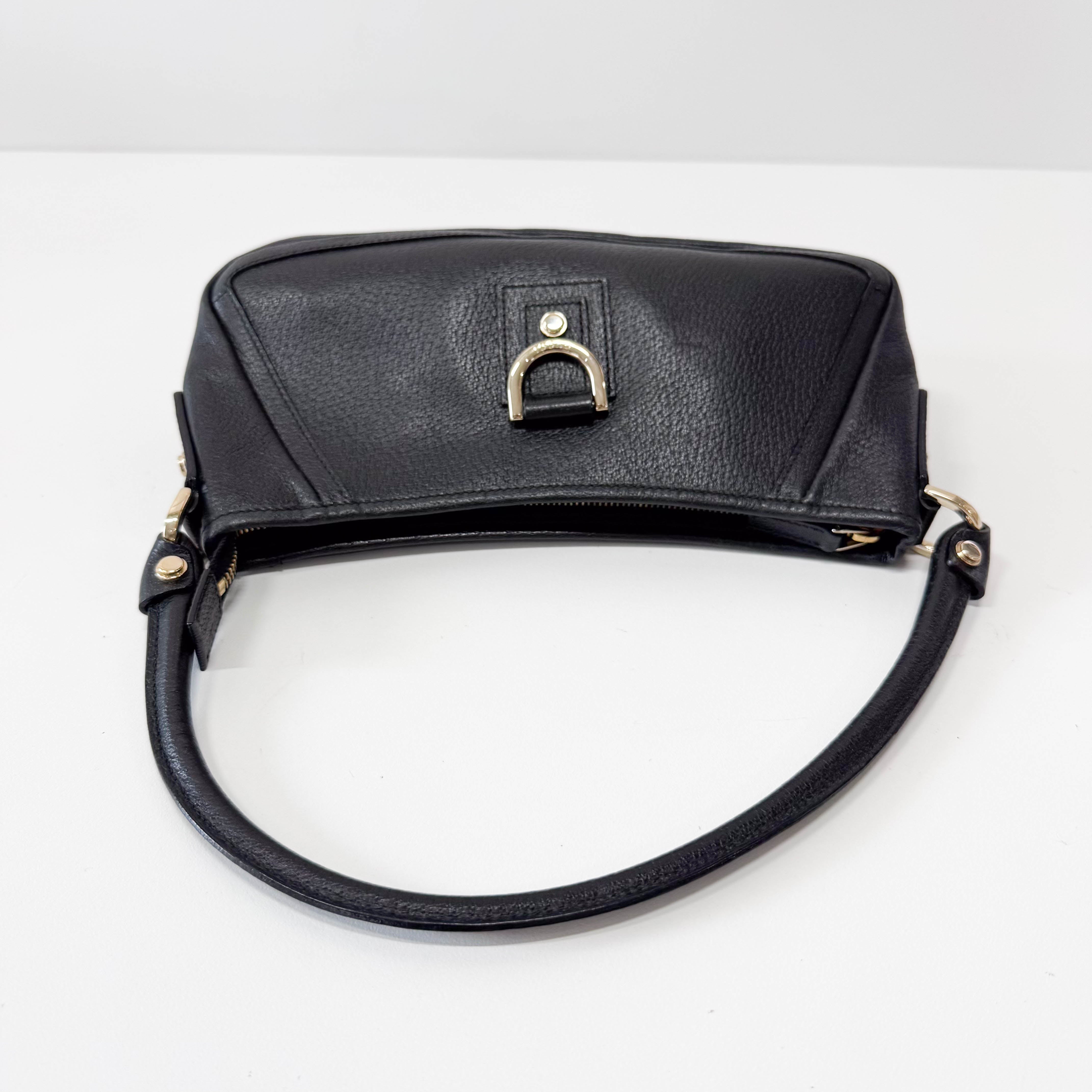Pochette Black Leather Shoulder Bag
