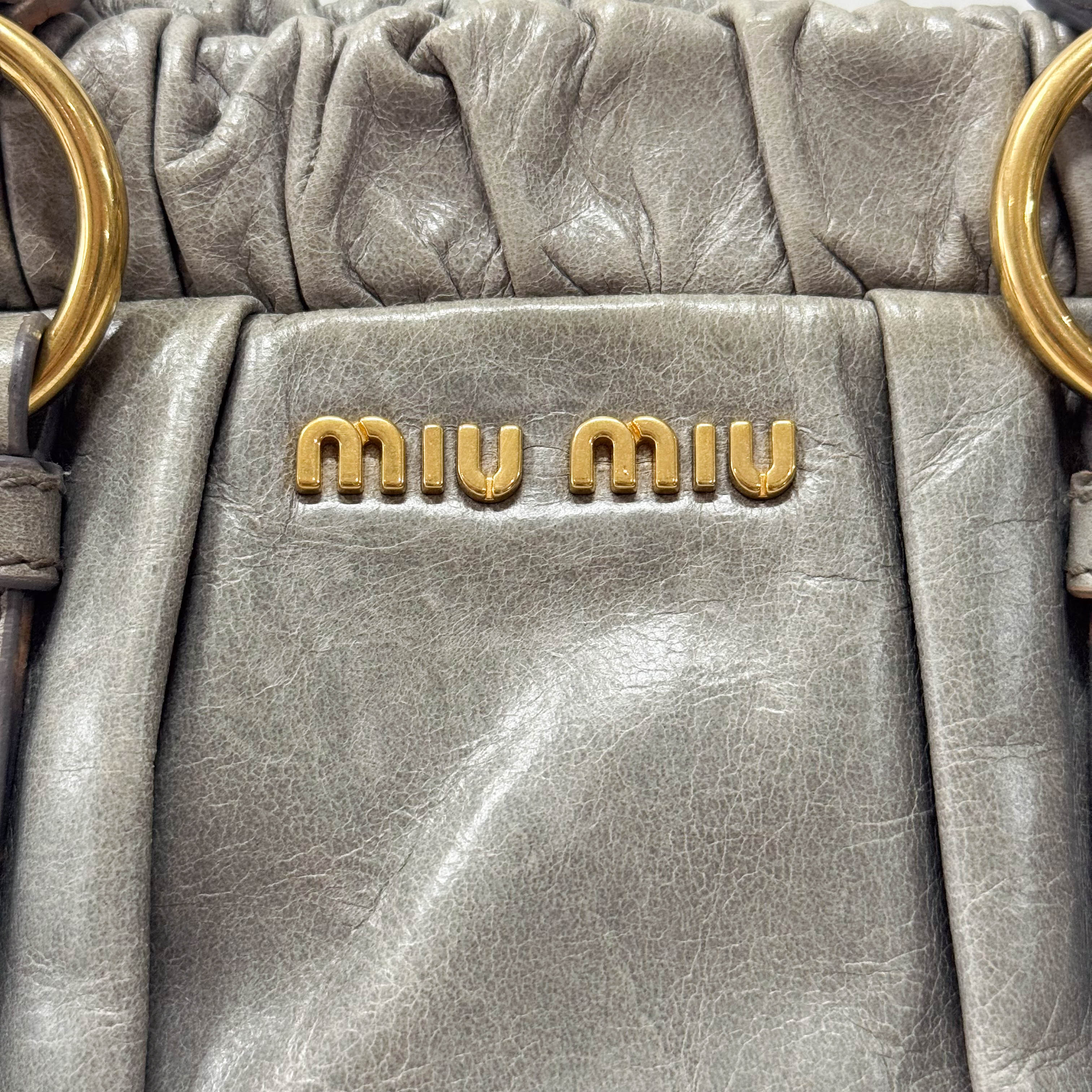 Vitello Grey Leather Two Way Bag