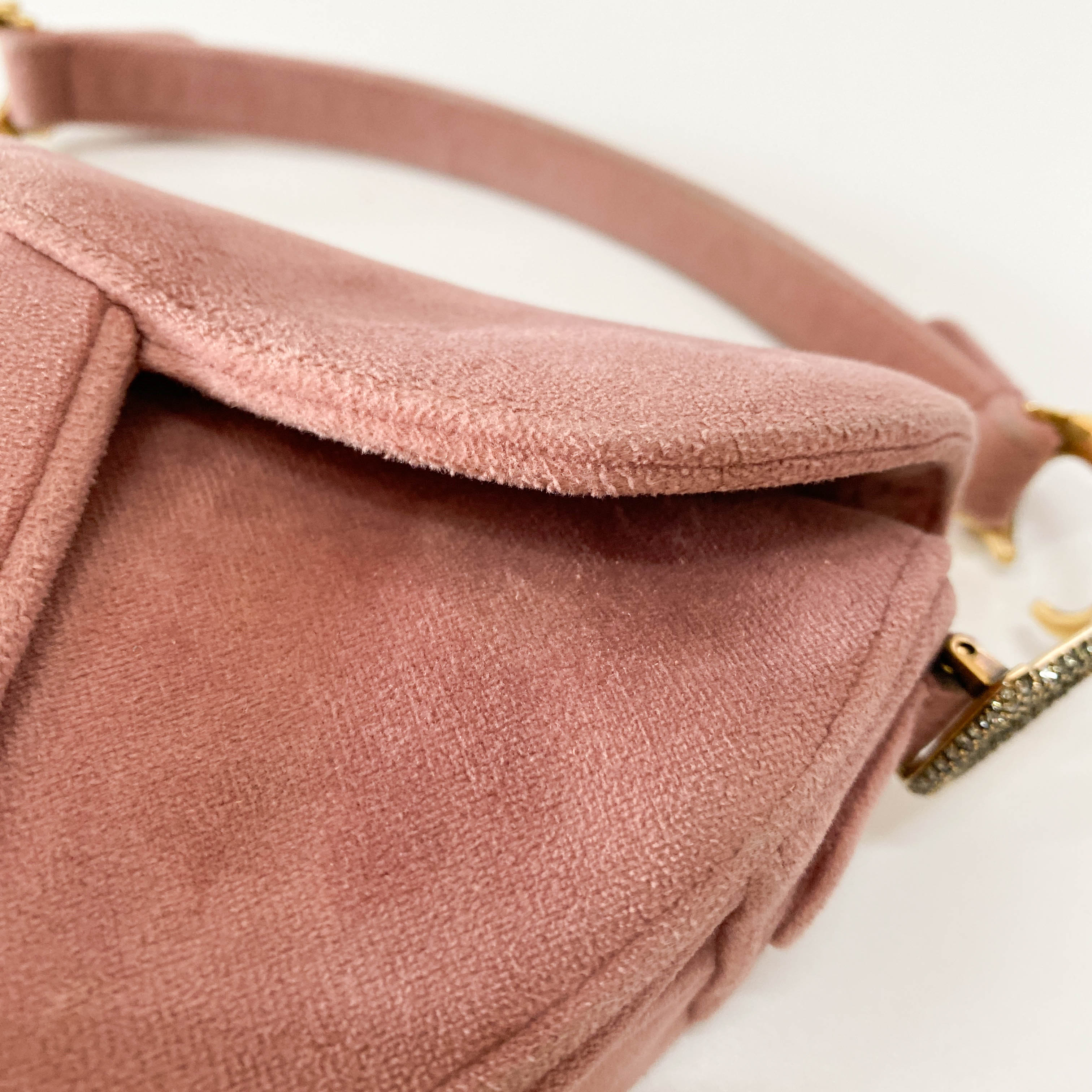 Saddle Mini Pink Suede Bag