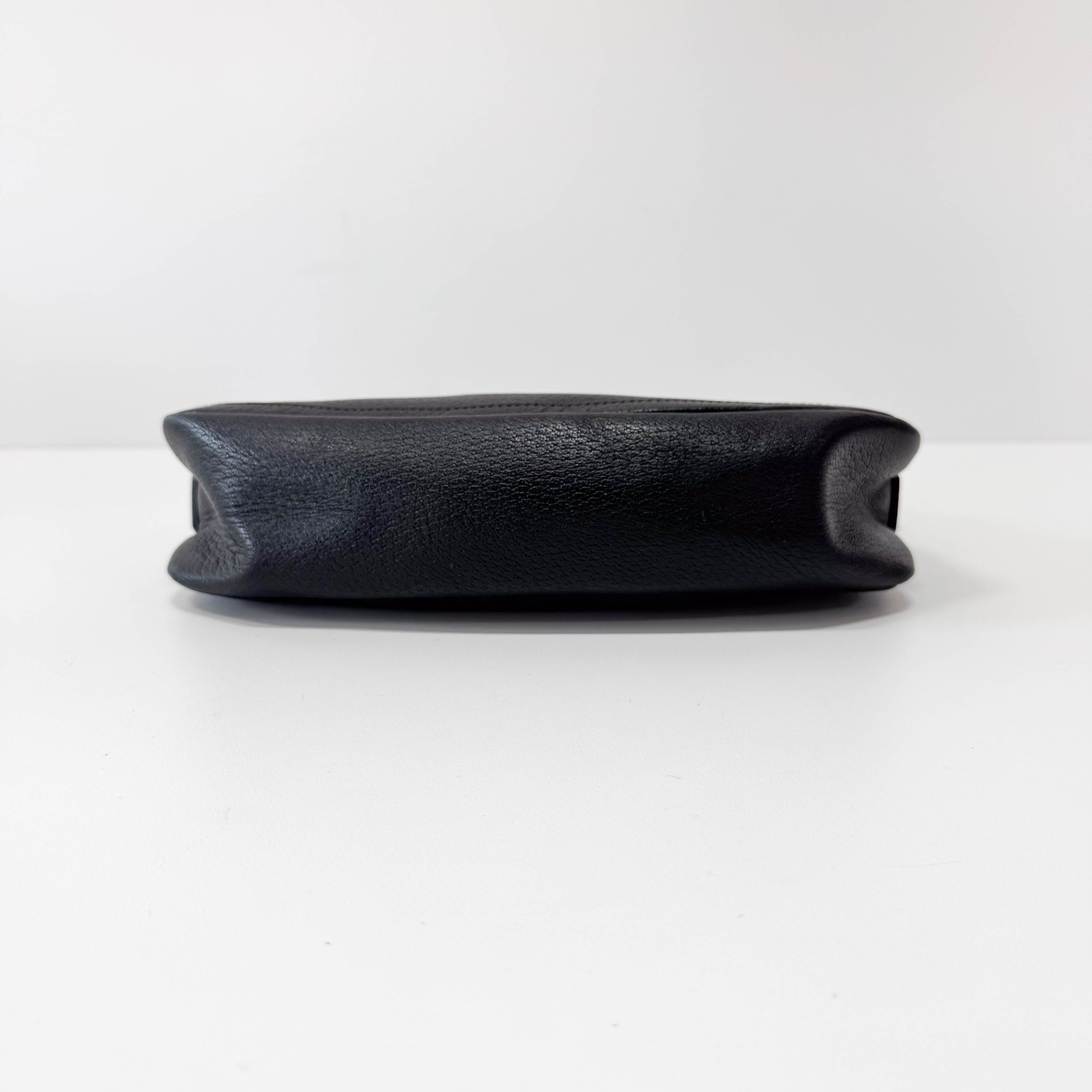 Pochette Black Leather Shoulder Bag