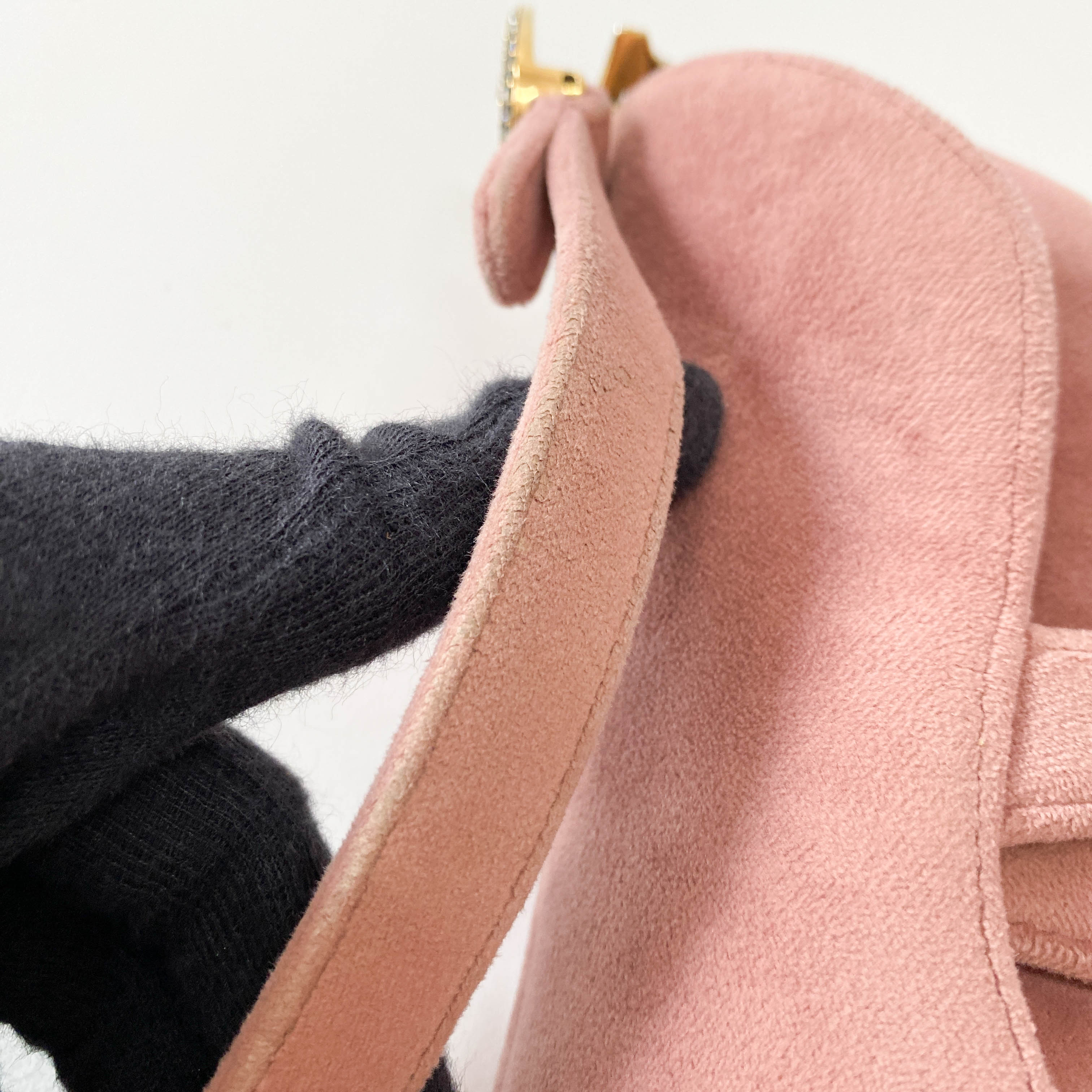 Saddle Mini Pink Suede Bag