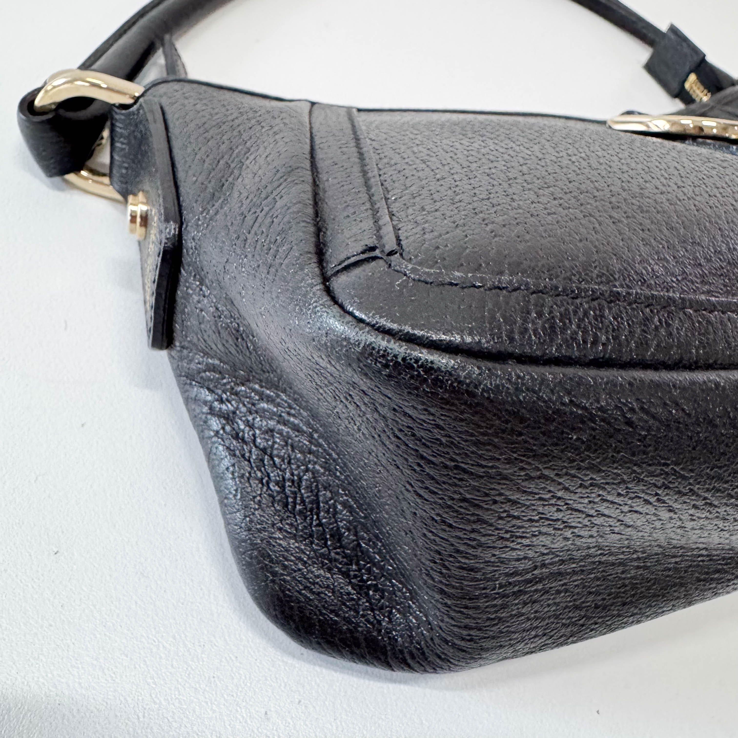 Pochette Black Leather Shoulder Bag