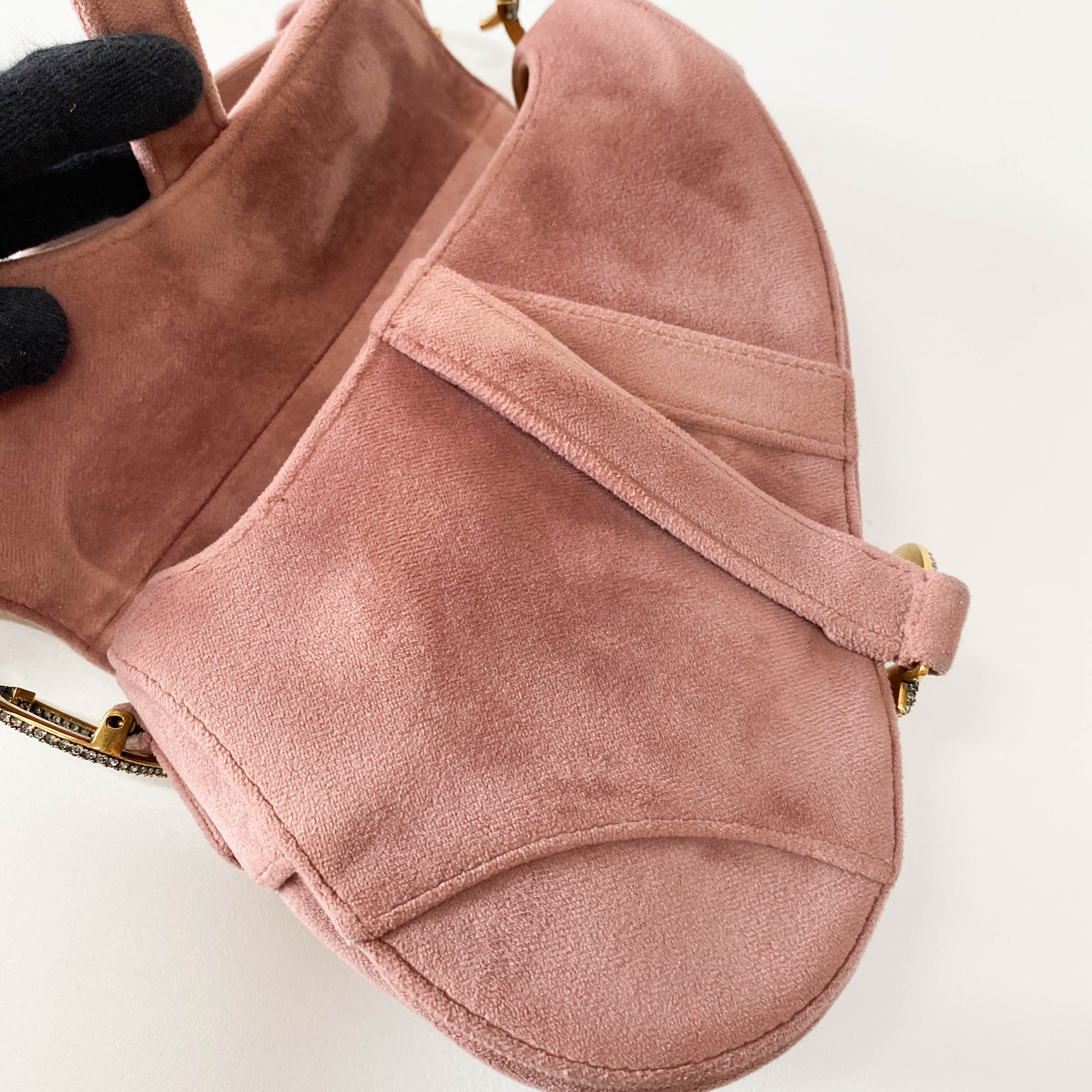 Saddle Mini Pink Suede Bag