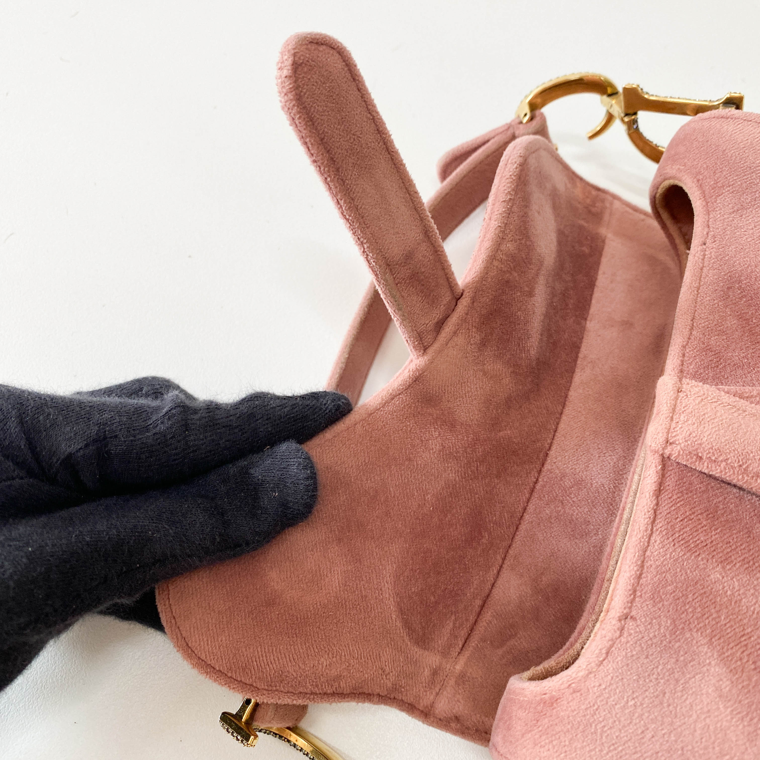 Saddle Mini Pink Suede Bag