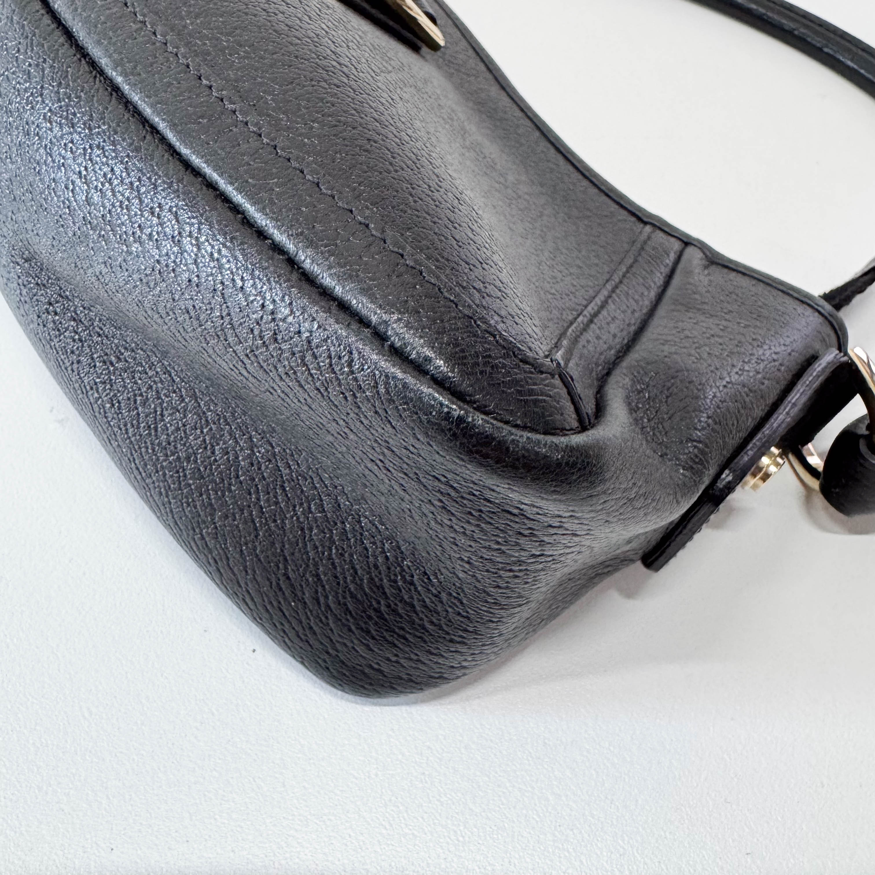 Pochette Black Leather Shoulder Bag