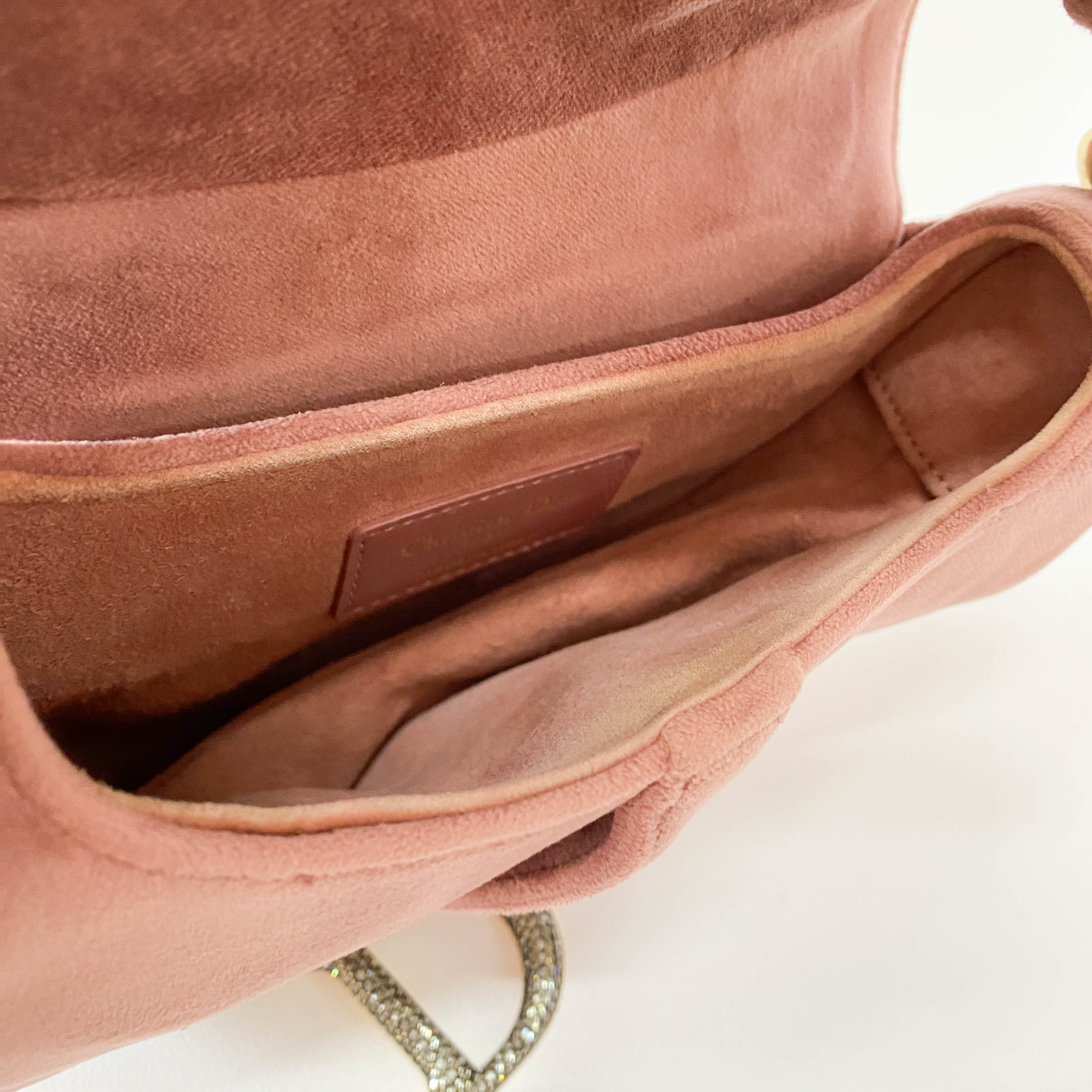 Saddle Mini Pink Suede Bag