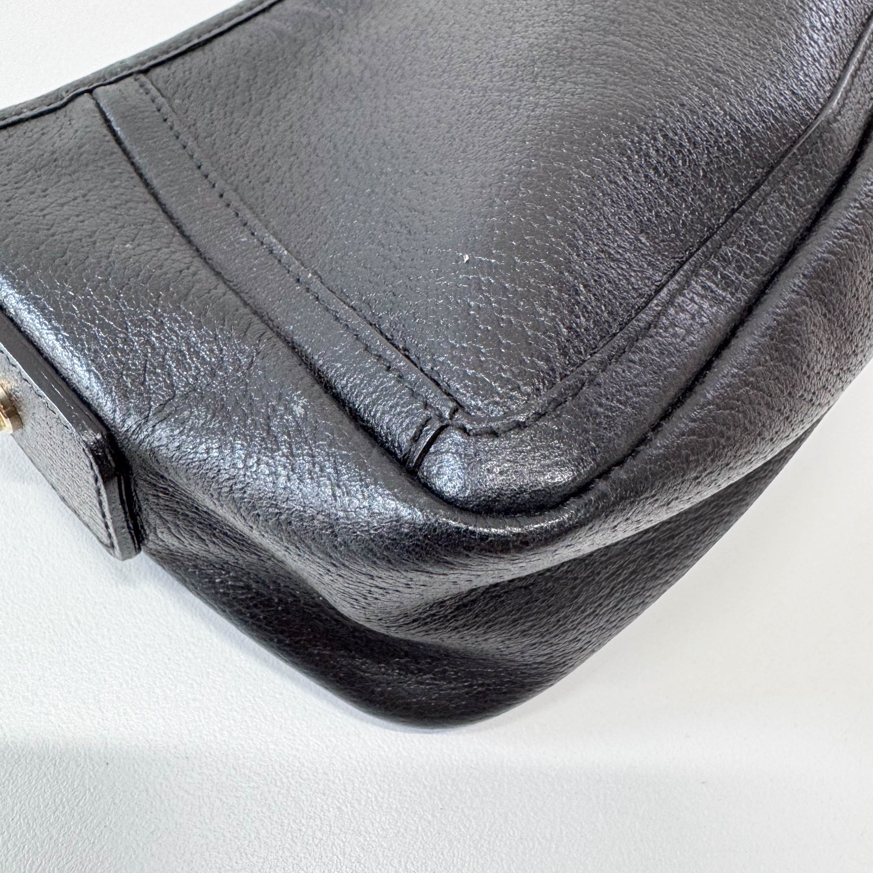 Pochette Black Leather Shoulder Bag