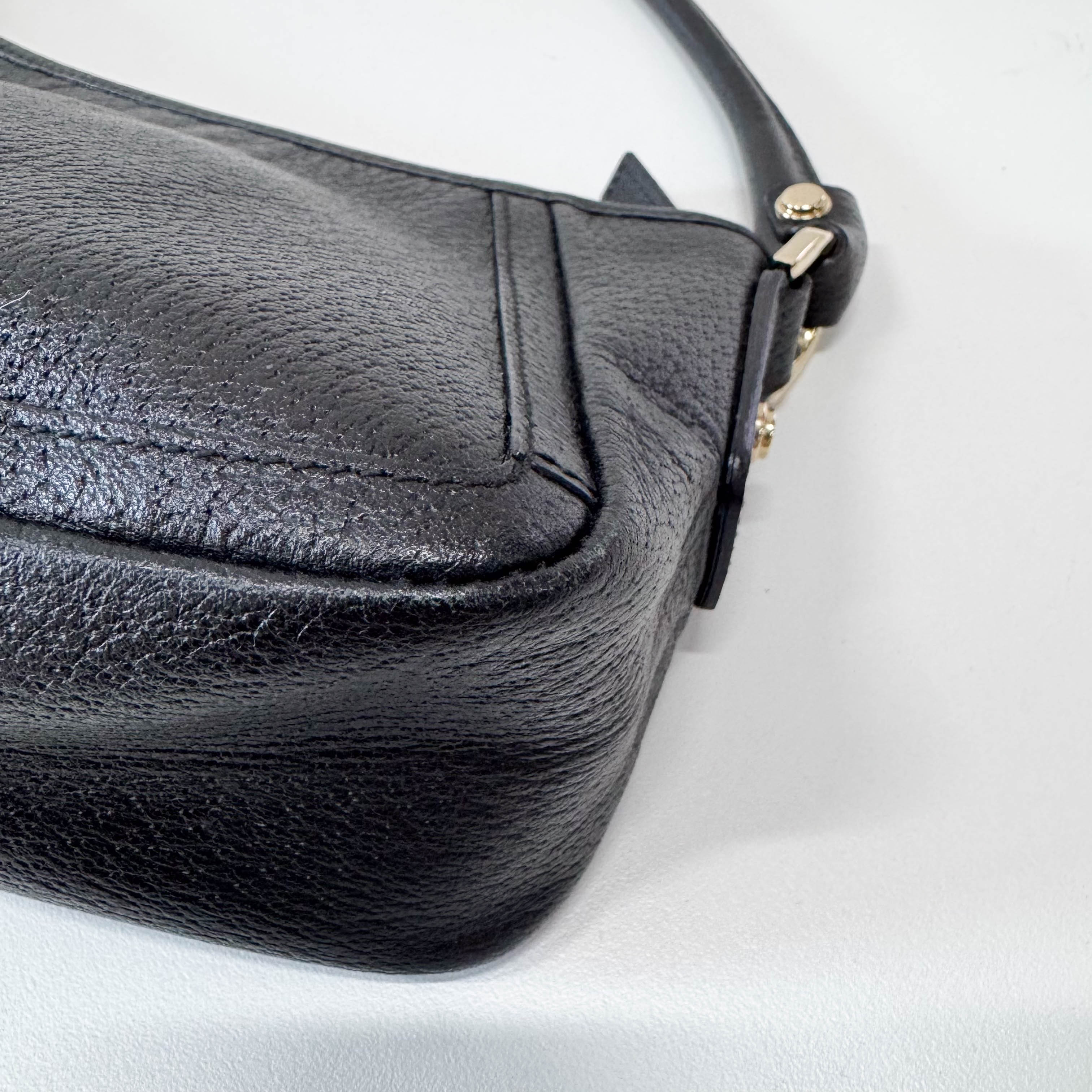 Pochette Black Leather Shoulder Bag