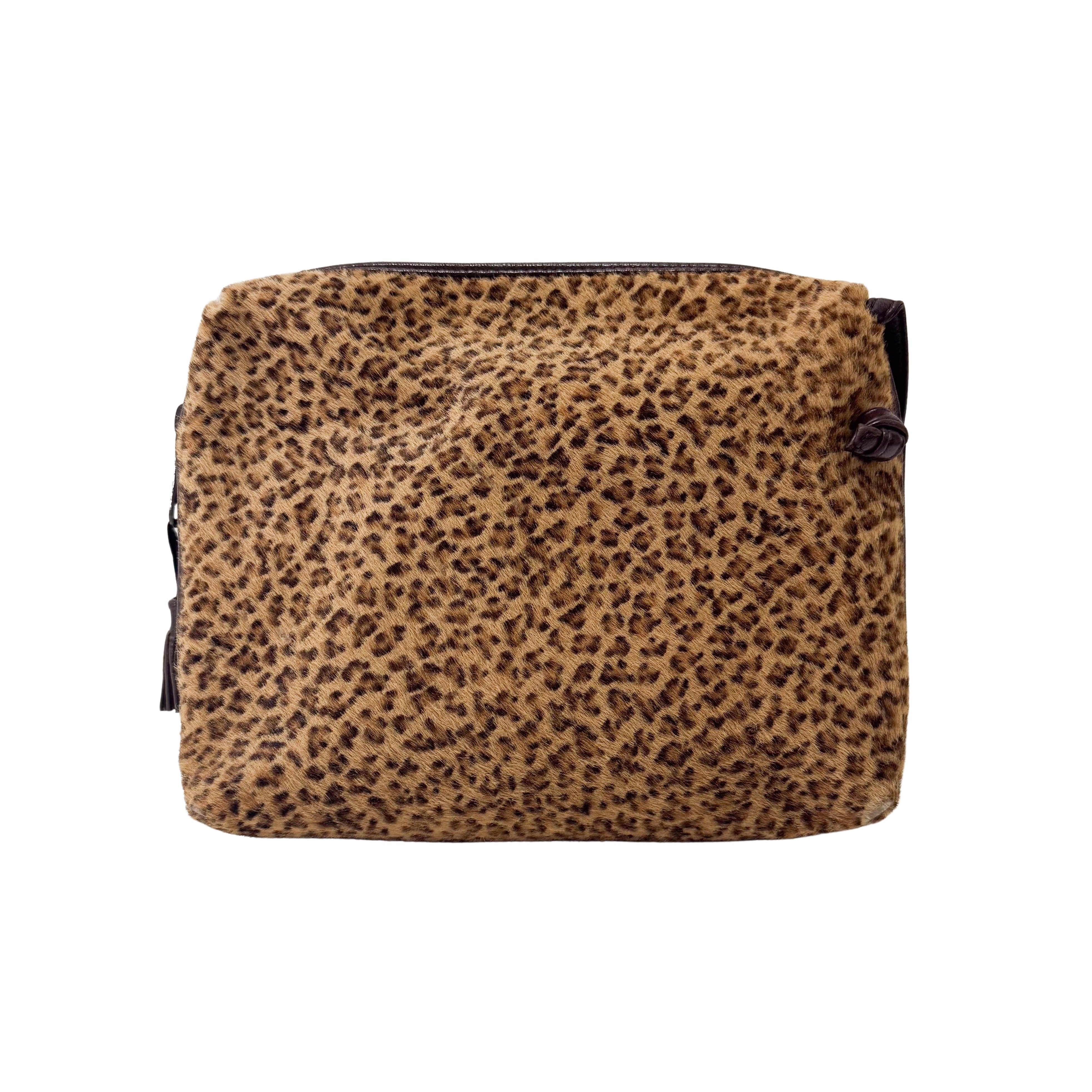 Leopard Print Pony Hair Shoulder Bag