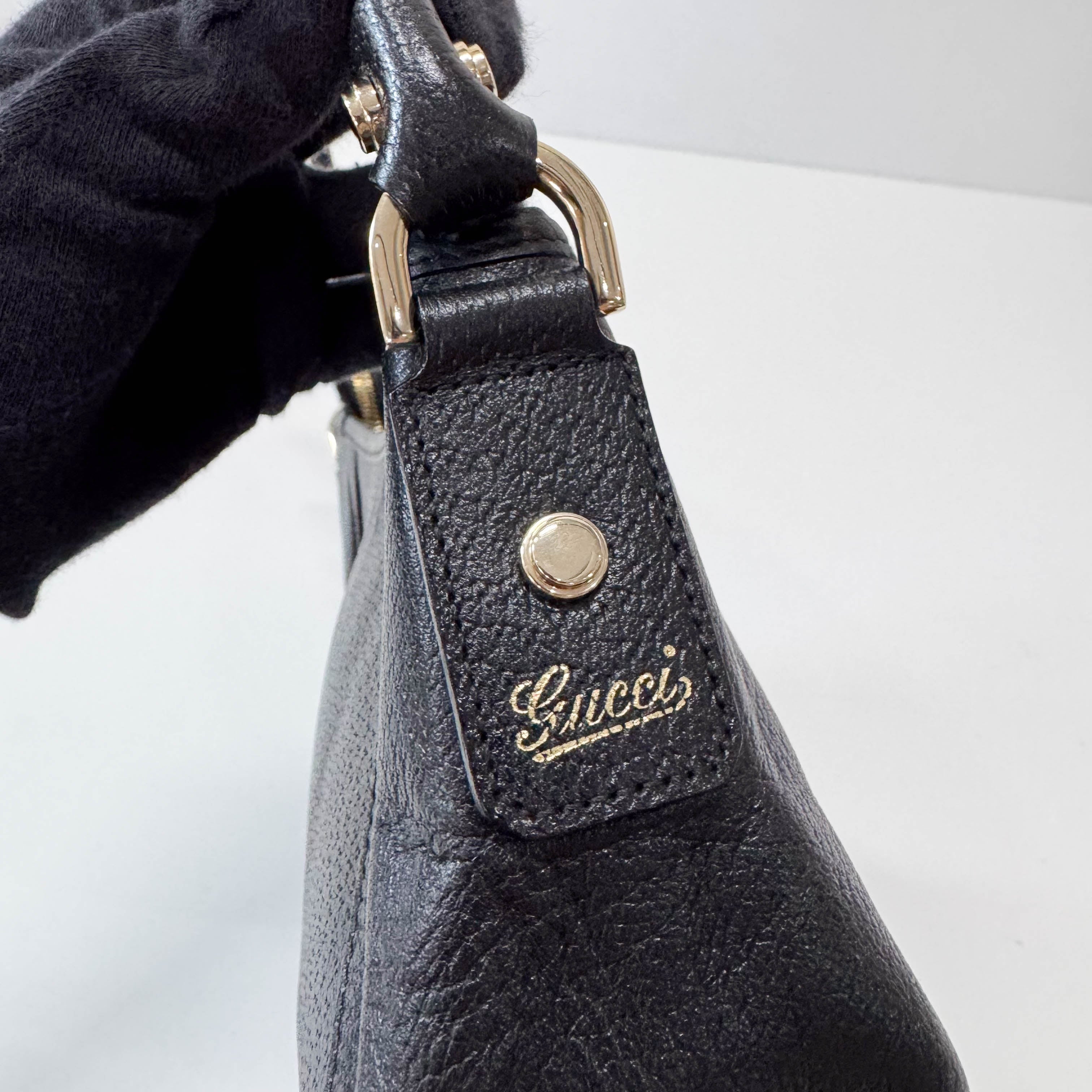 Pochette Black Leather Shoulder Bag