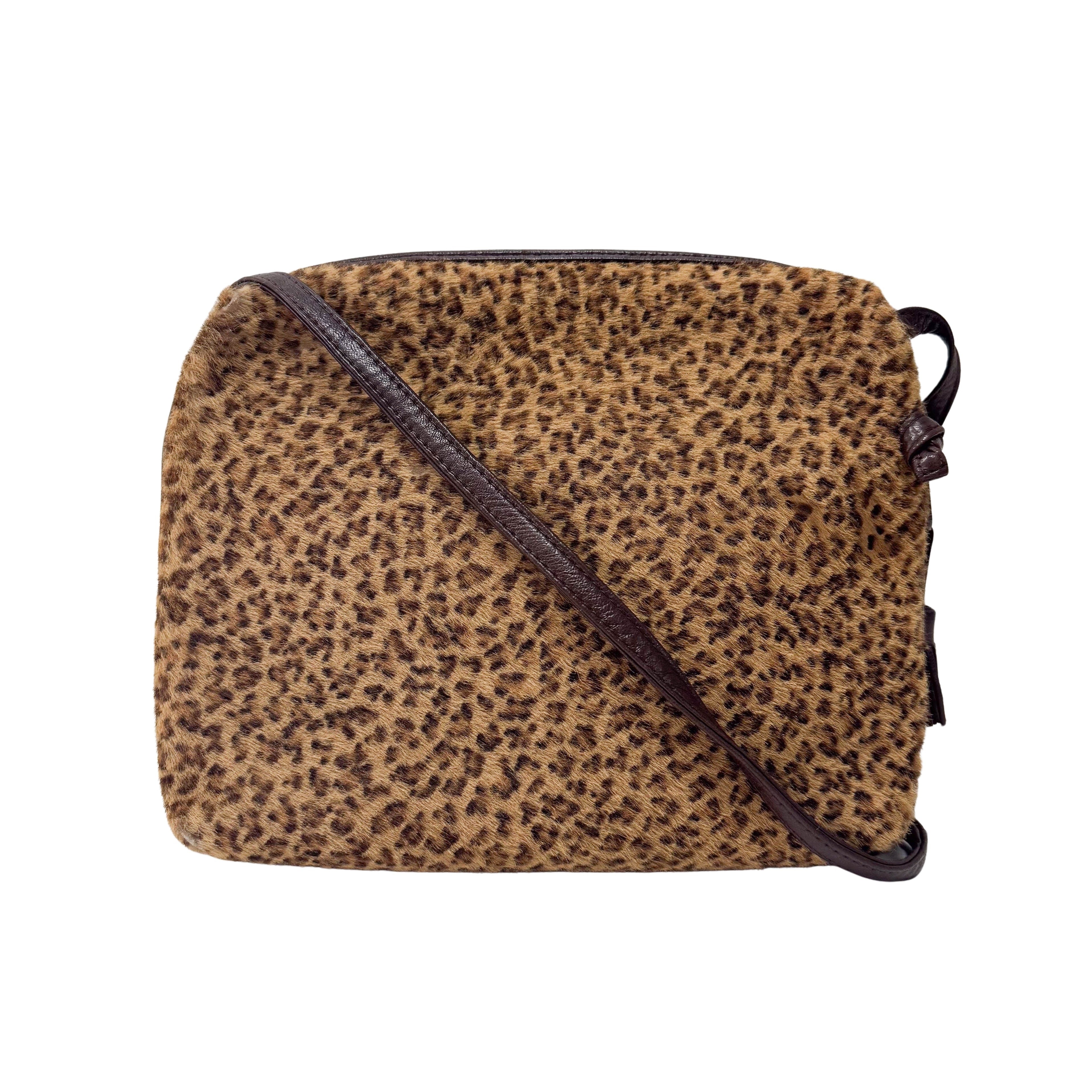 Leopard Print Pony Hair Shoulder Bag