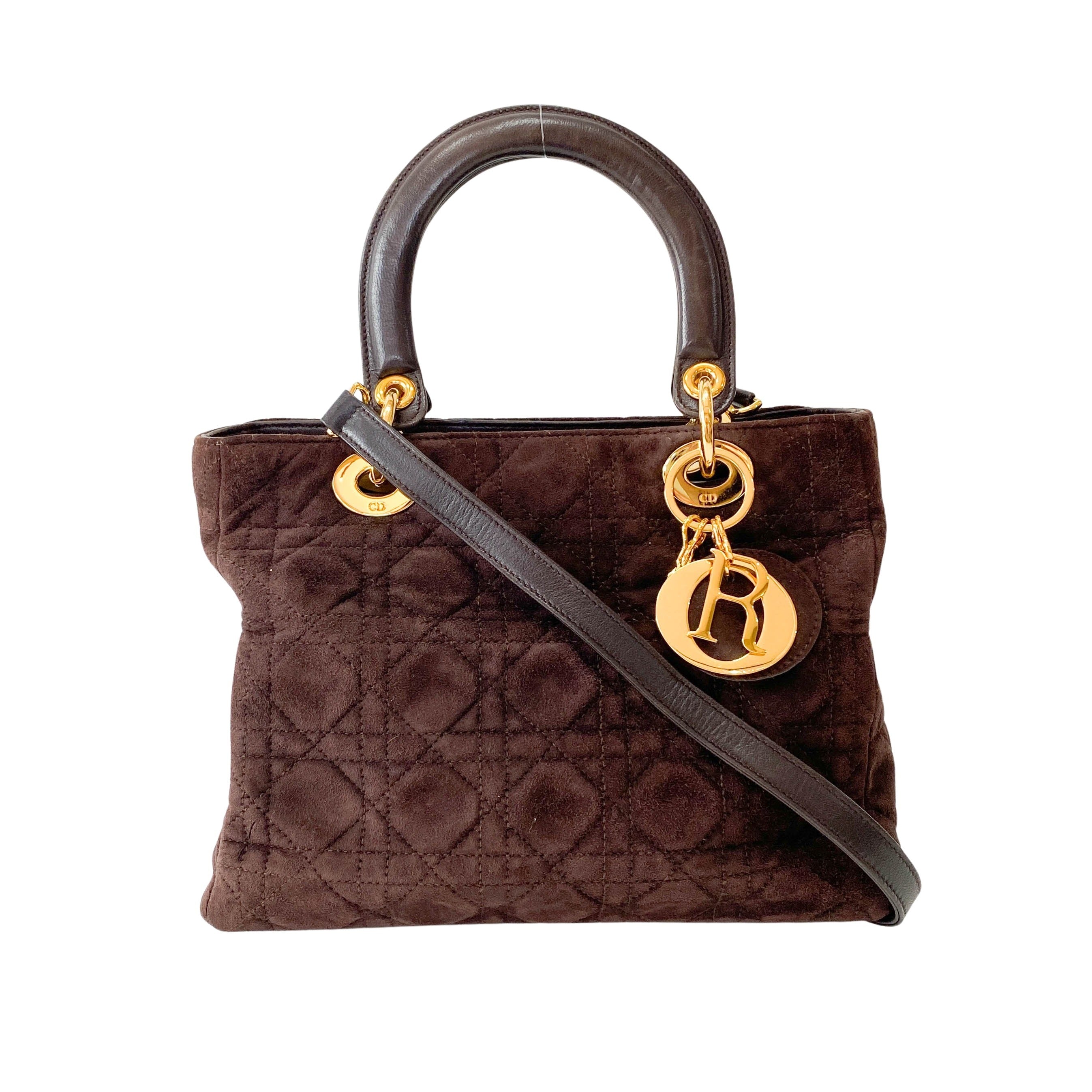 Lady Dior Brown Cannage Suede Bag
