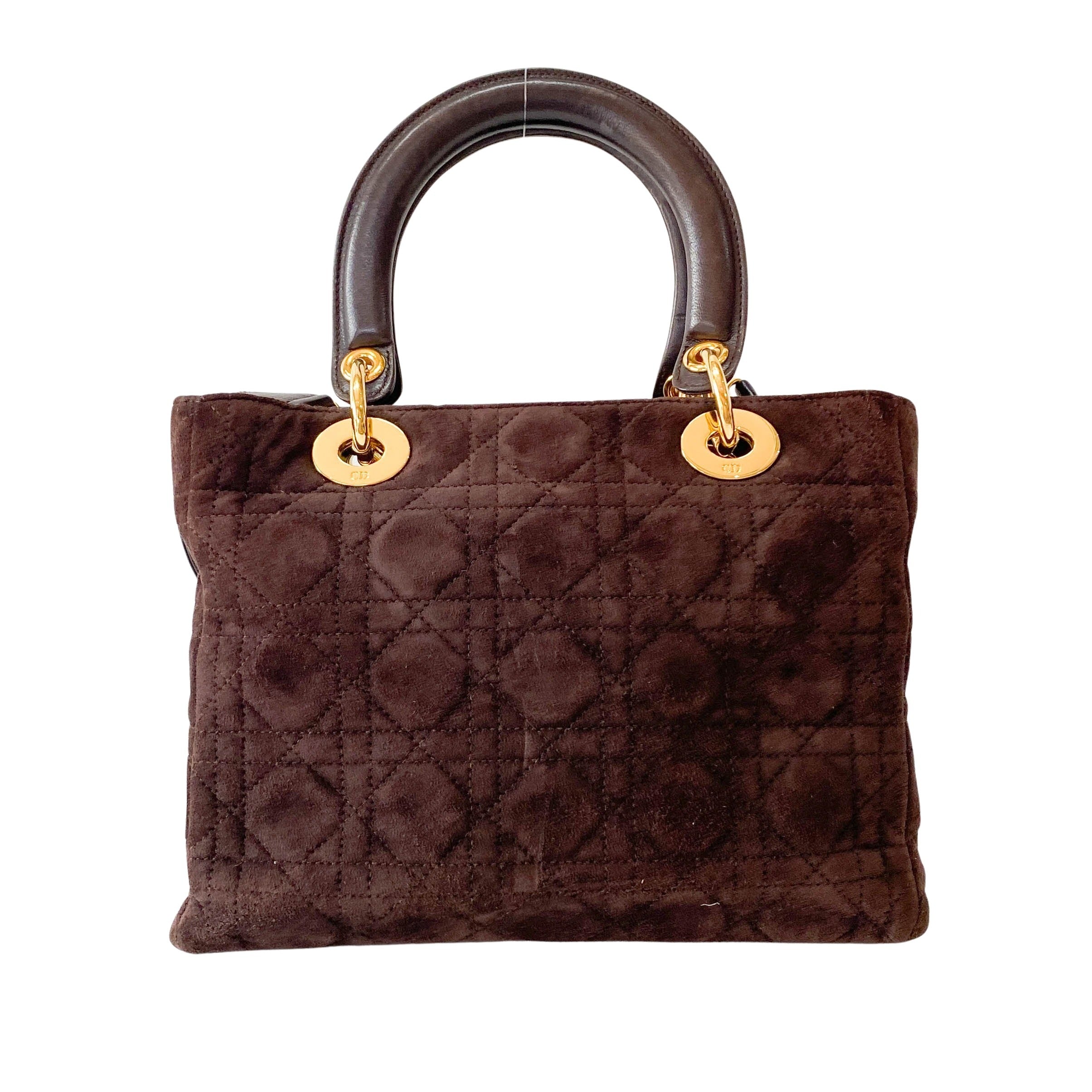 Lady Dior Brown Cannage Suede Bag