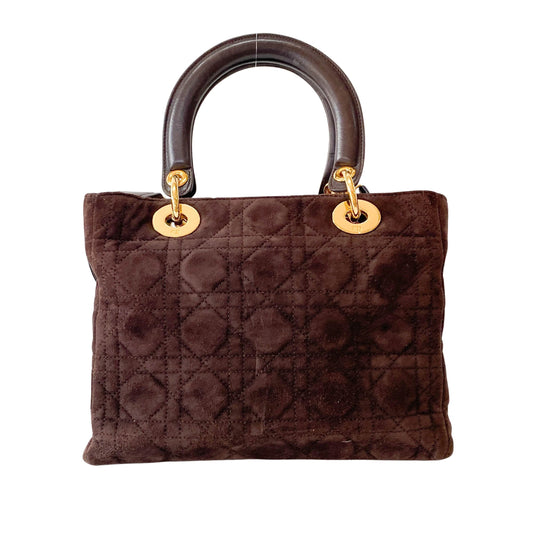 Lady Dior Brown Cannage Suede Bag