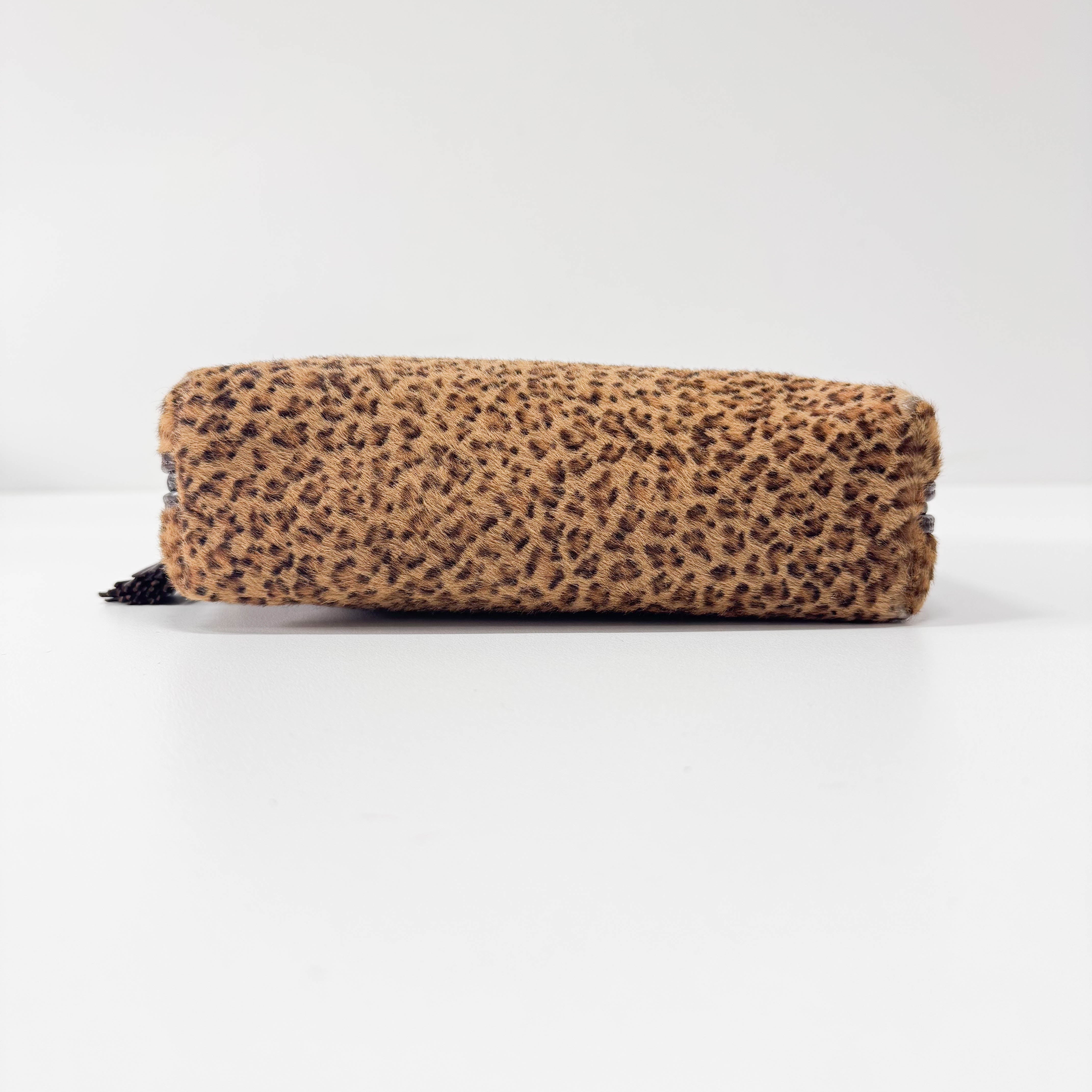 Leopard Print Pony Hair Shoulder Bag