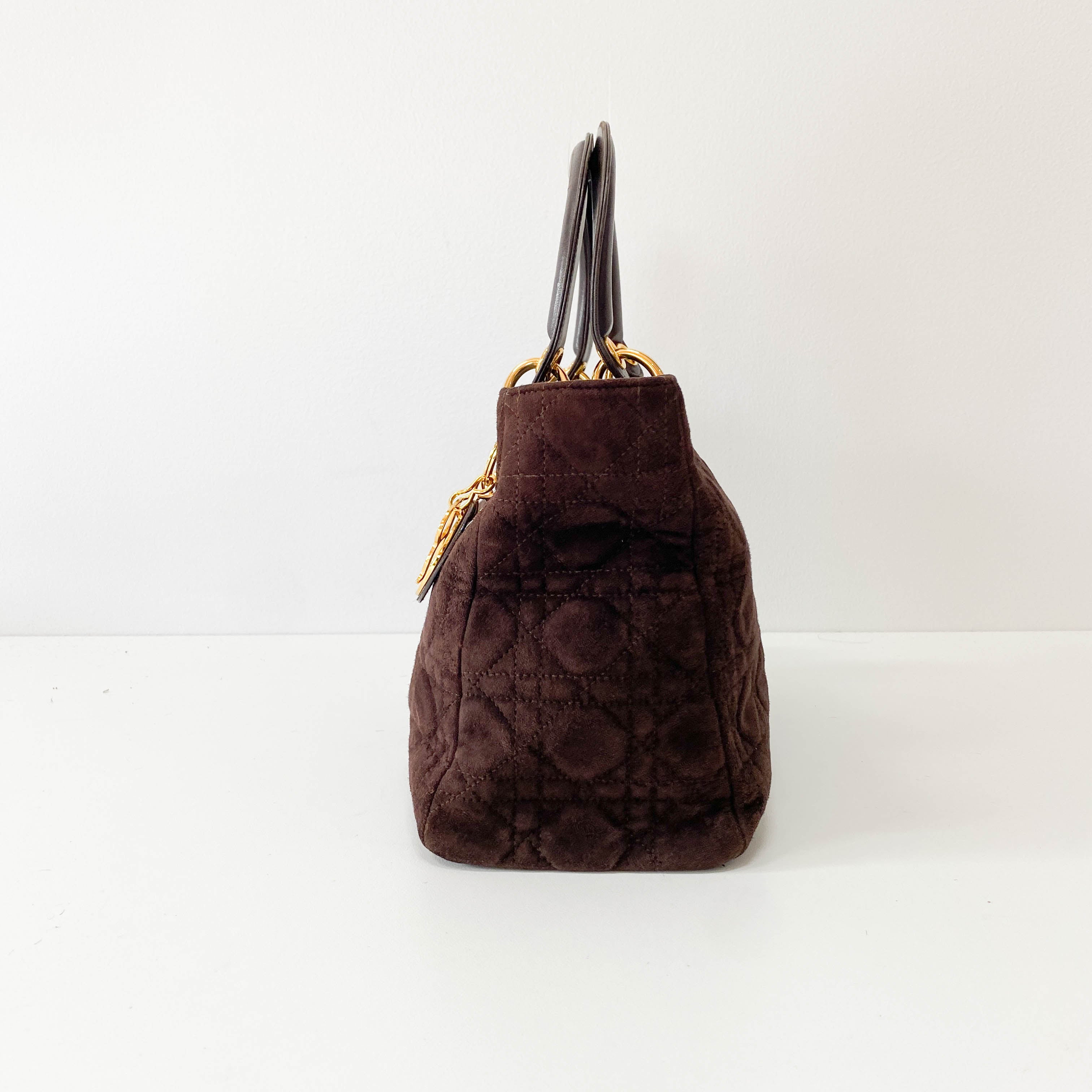 Lady Dior Brown Cannage Suede Bag