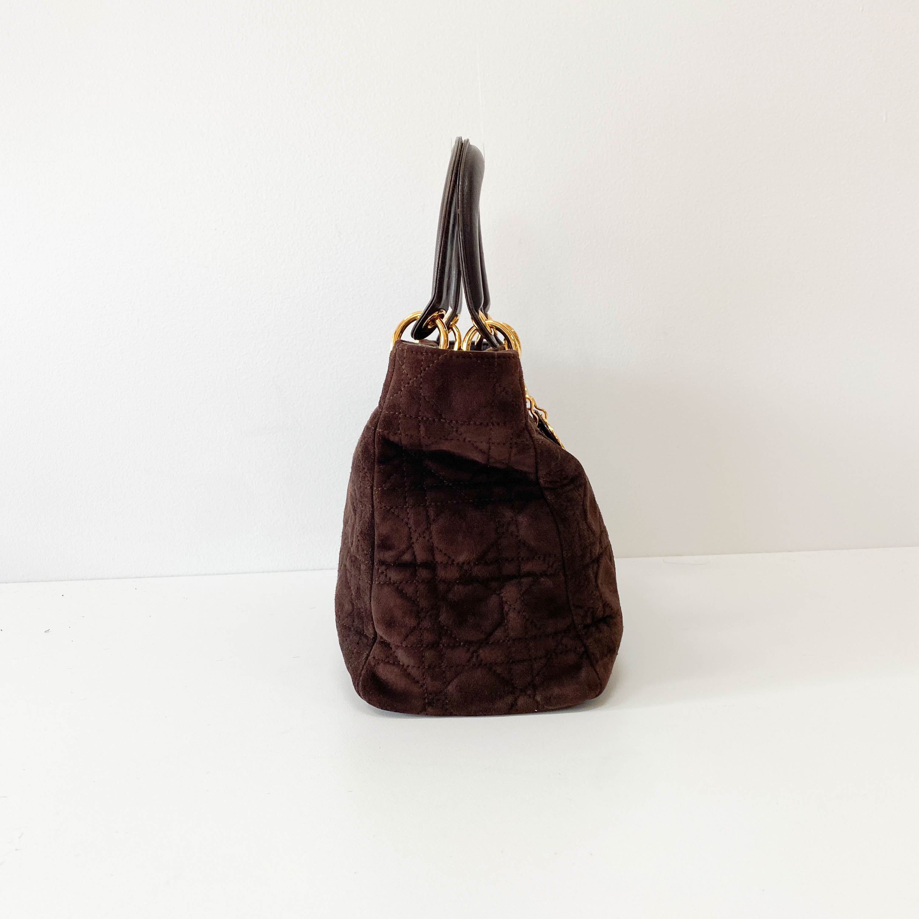 Lady Dior Brown Cannage Suede Bag