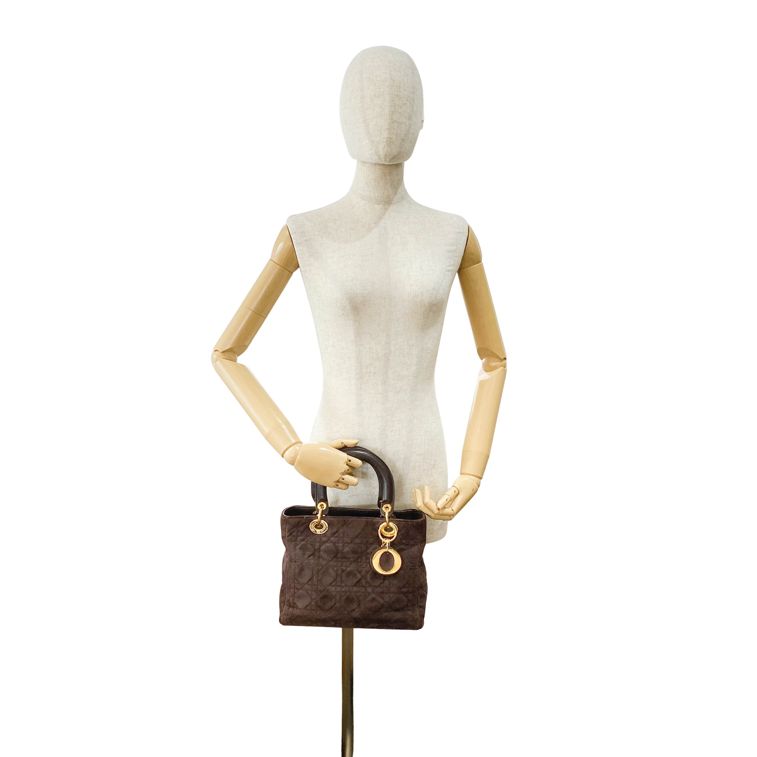 Lady Dior Brown Cannage Suede Bag