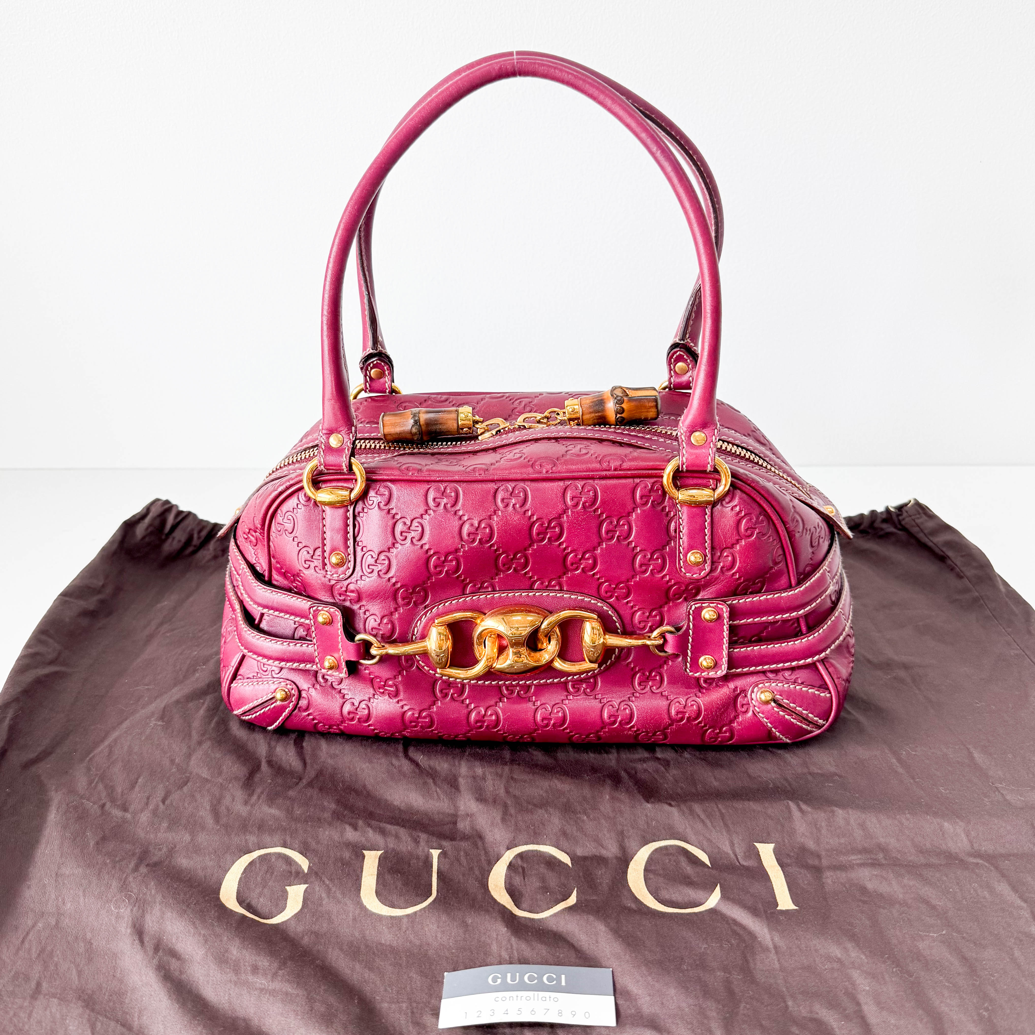 Leather Burgundy Horsebit Shoulder Bag