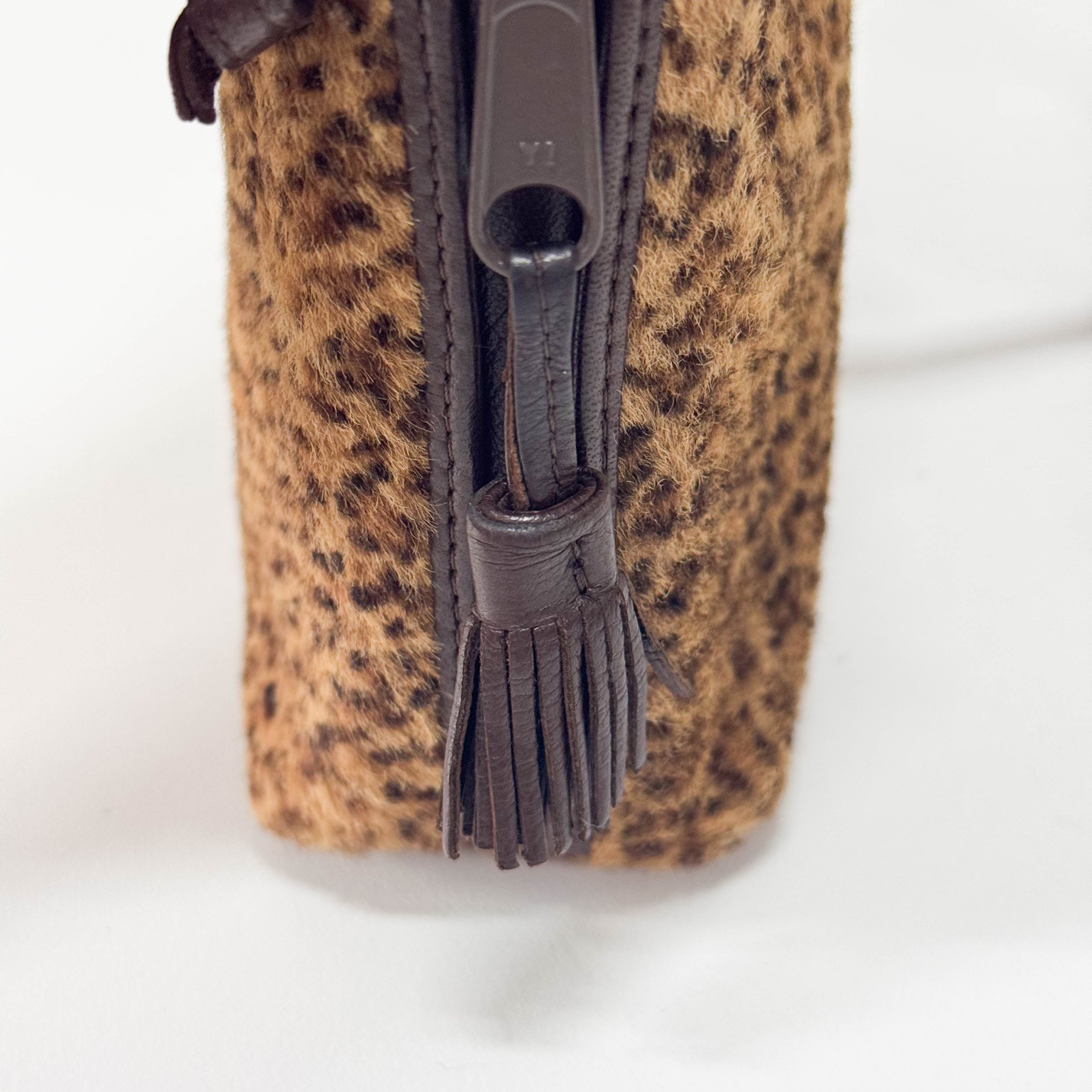 Leopard Print Pony Hair Shoulder Bag