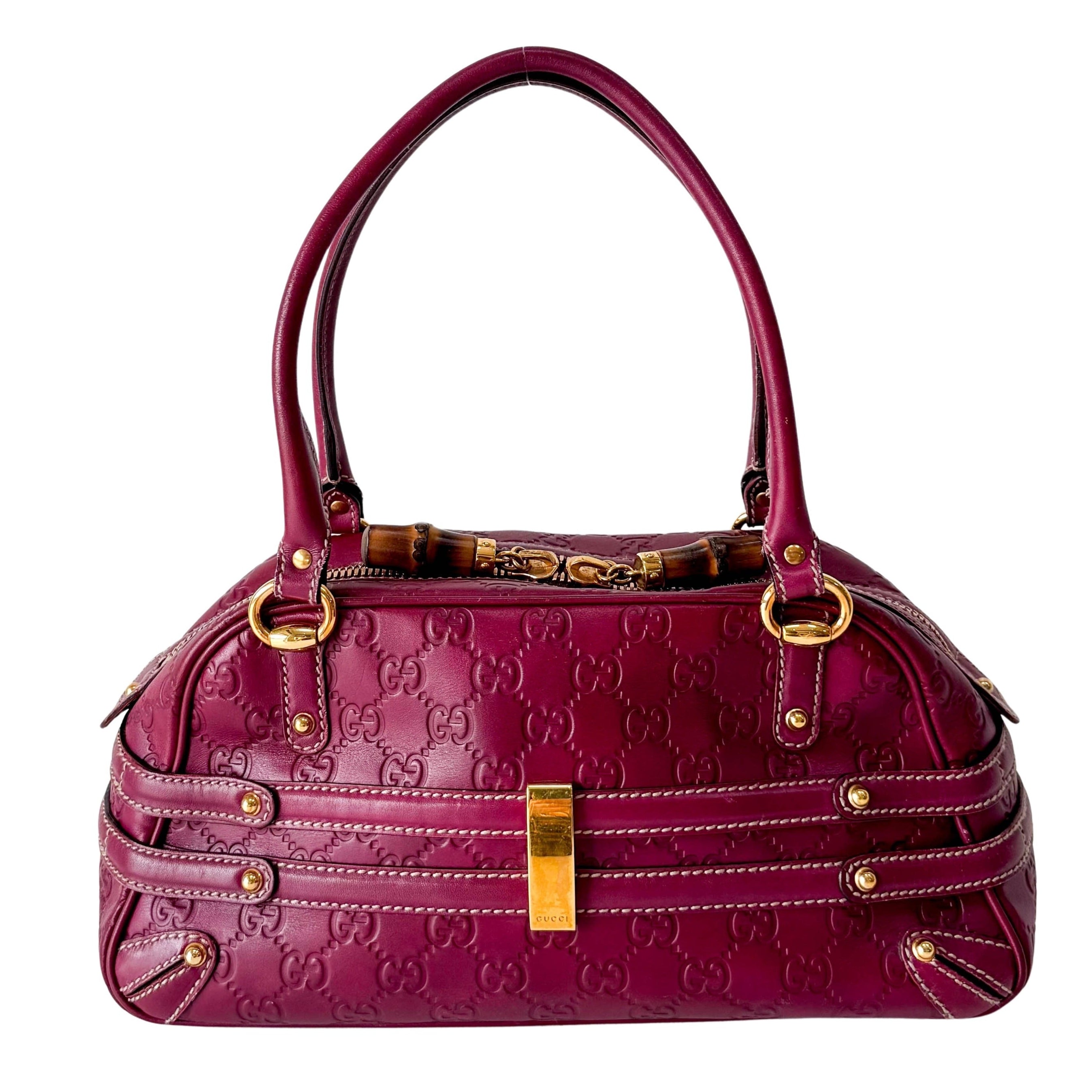 Leather Burgundy Horsebit Shoulder Bag