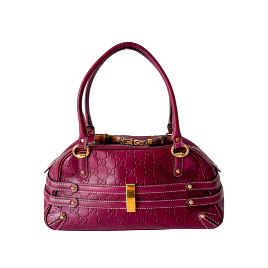 Leather Burgundy Horsebit Shoulder Bag