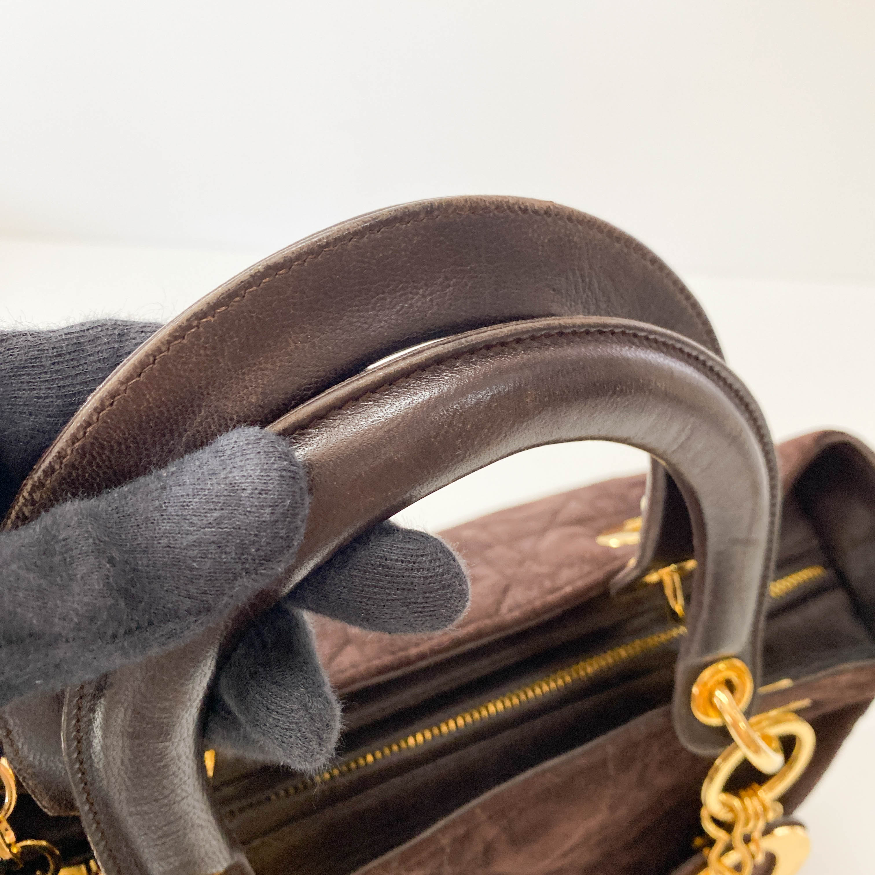 Lady Dior Brown Cannage Suede Bag