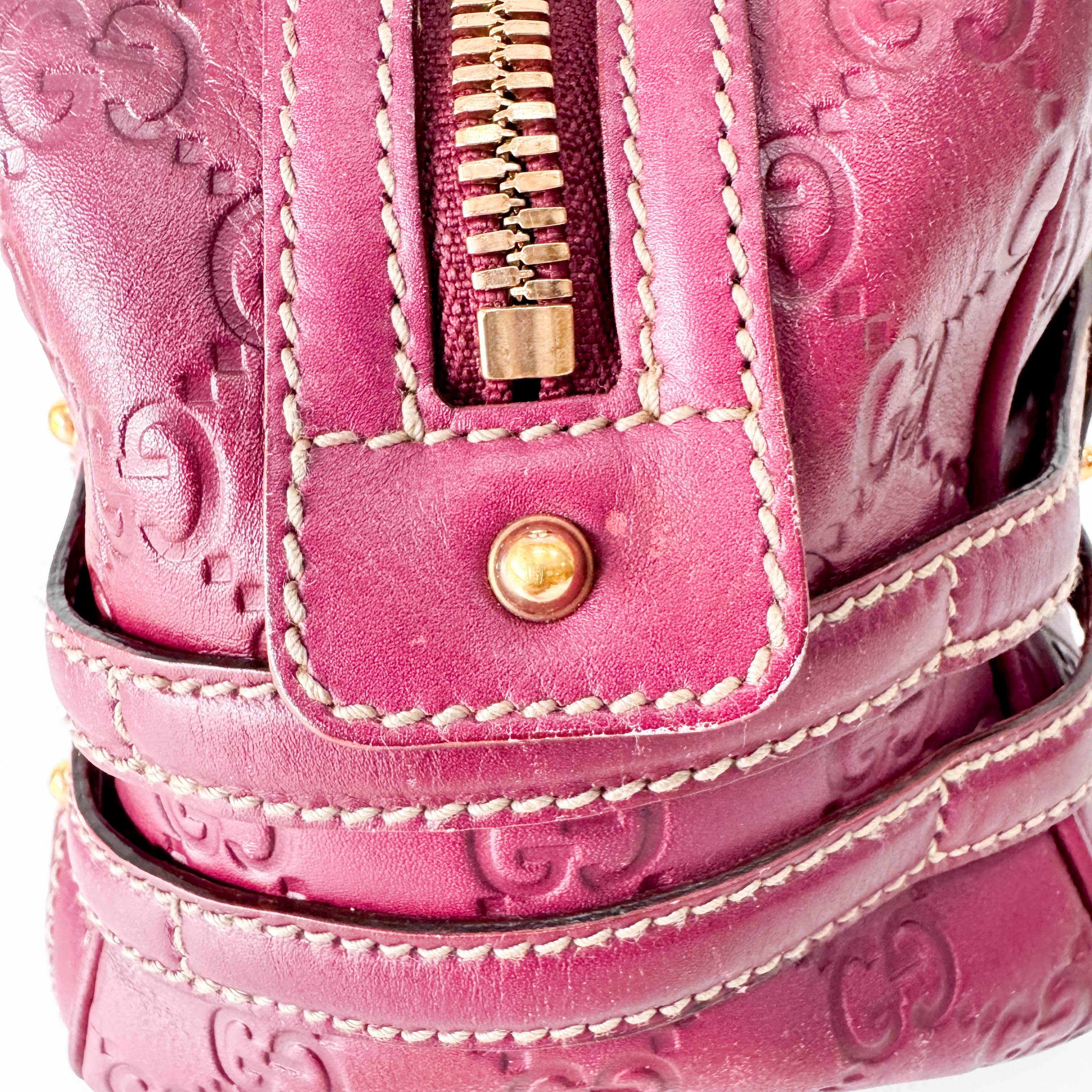 Leather Burgundy Horsebit Shoulder Bag