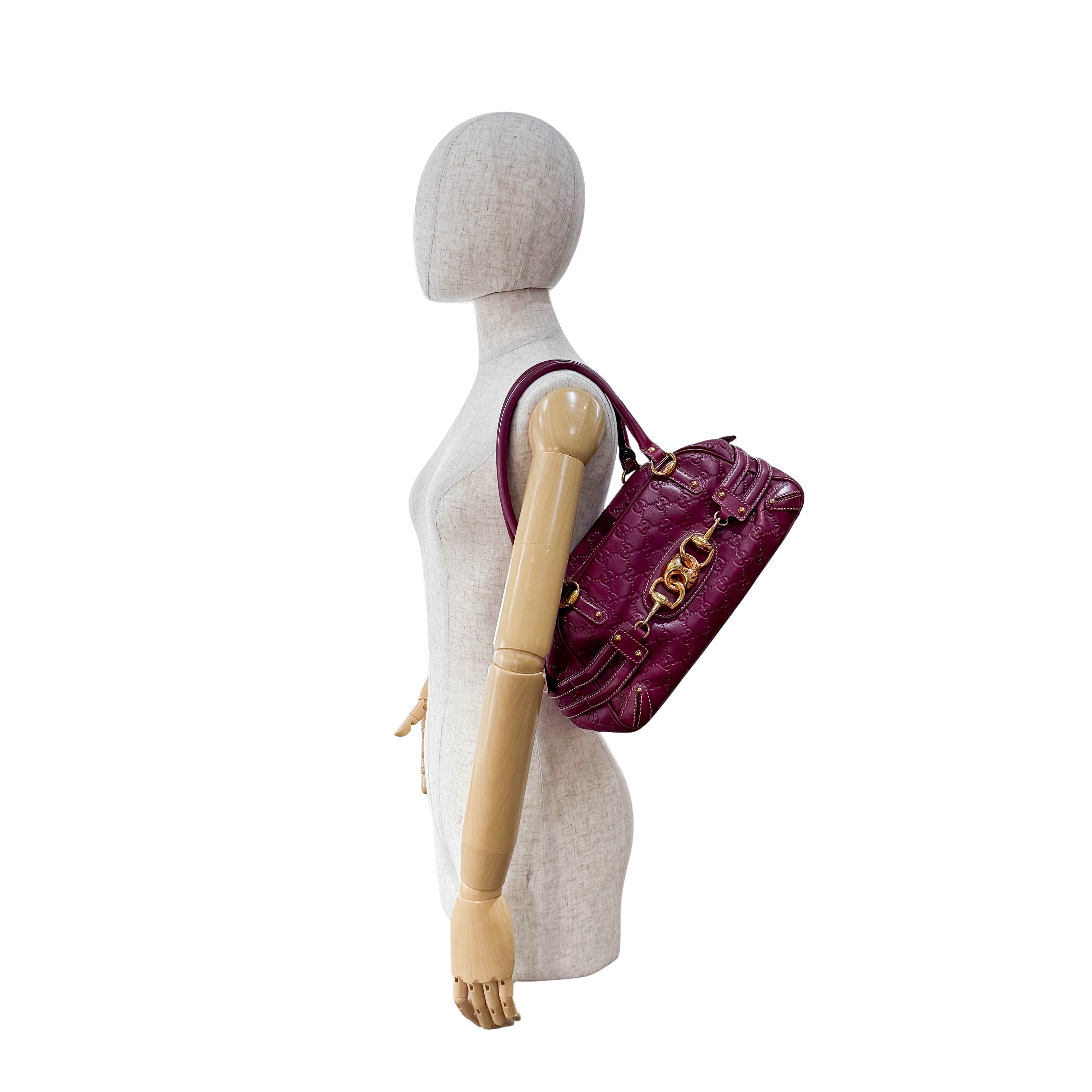 Leather Burgundy Horsebit Shoulder Bag