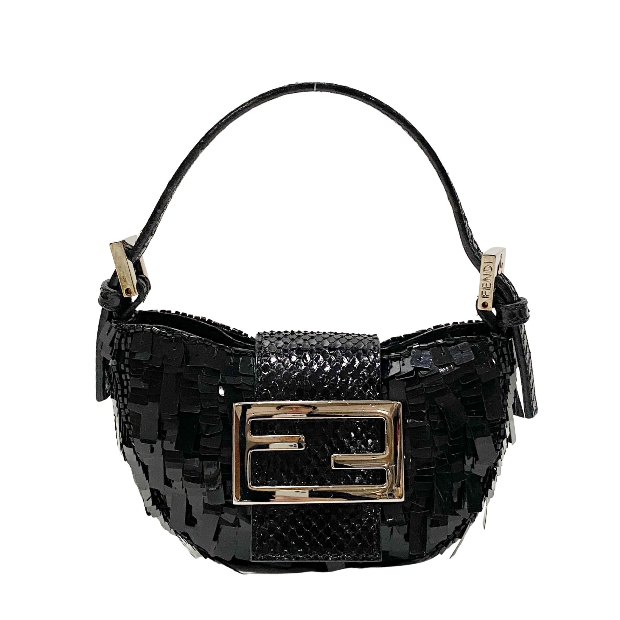 Croissant Mini Black Sequin Handbag