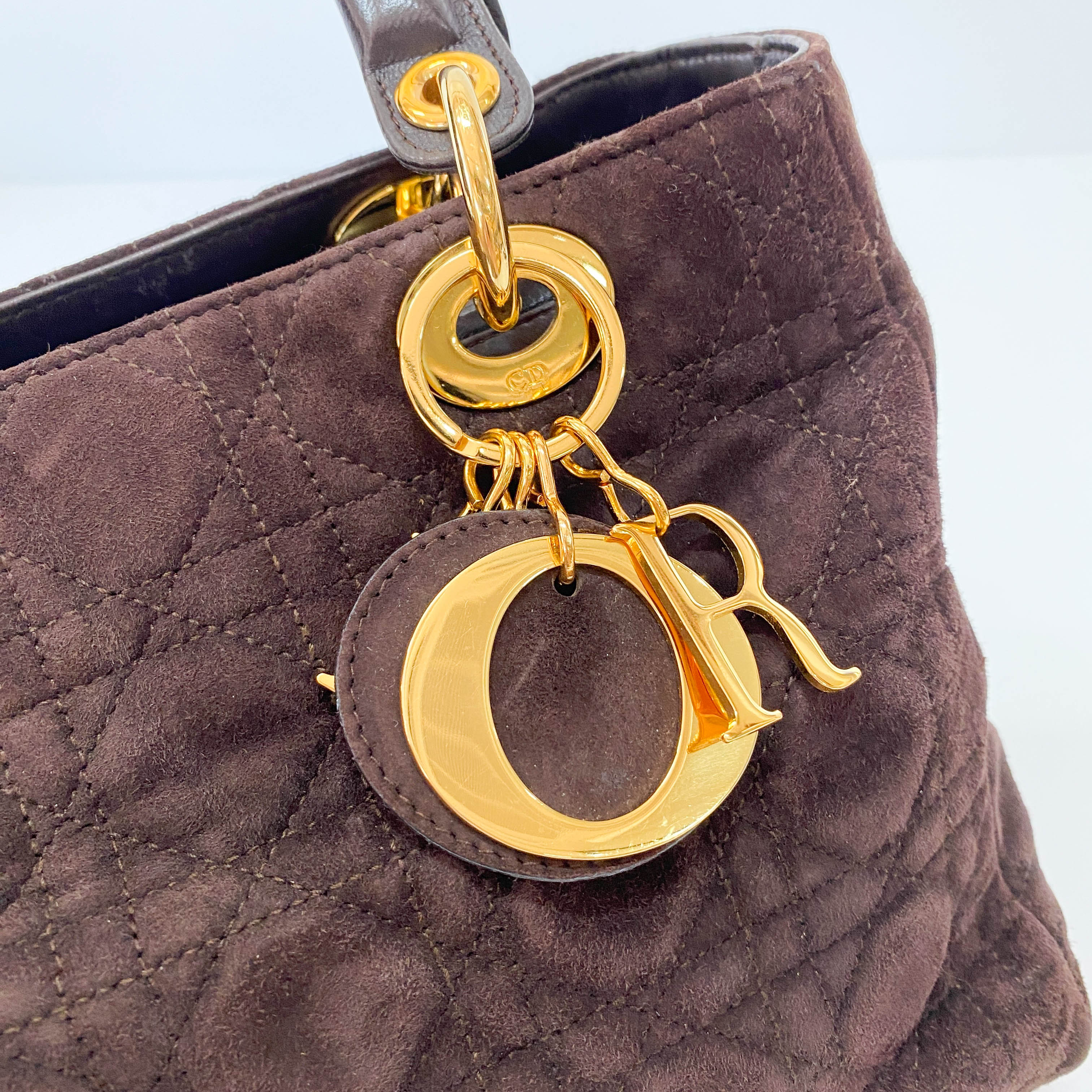 Lady Dior Brown Cannage Suede Bag